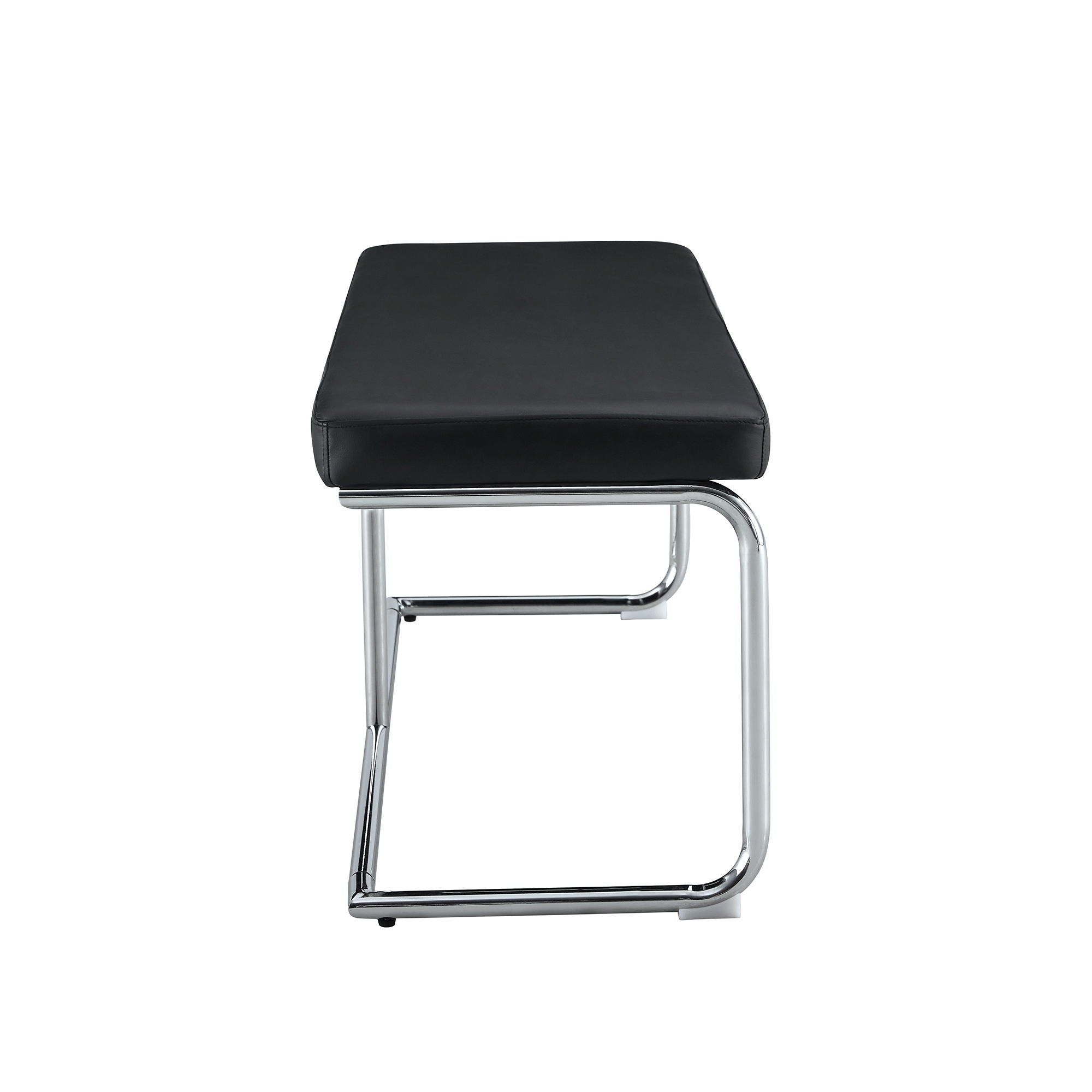 Shoe Changing Bench With Silver Metal Legs For Versatile Use - Black