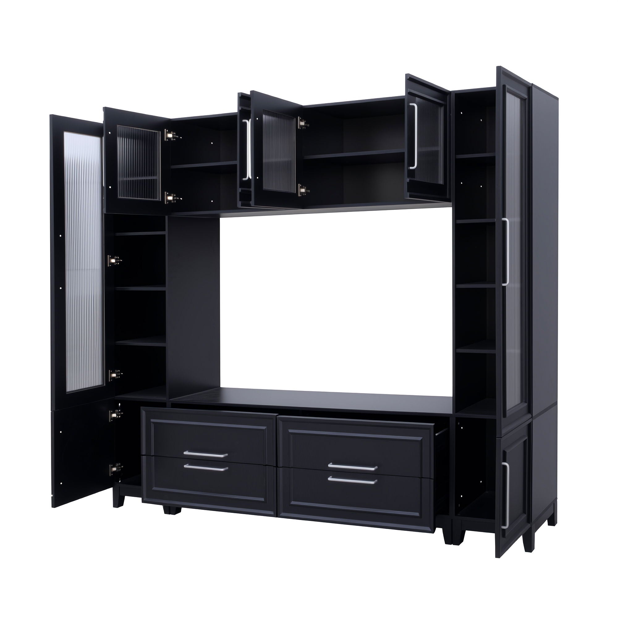 Wall Unit Modern Entertainment Center With Glass Doors