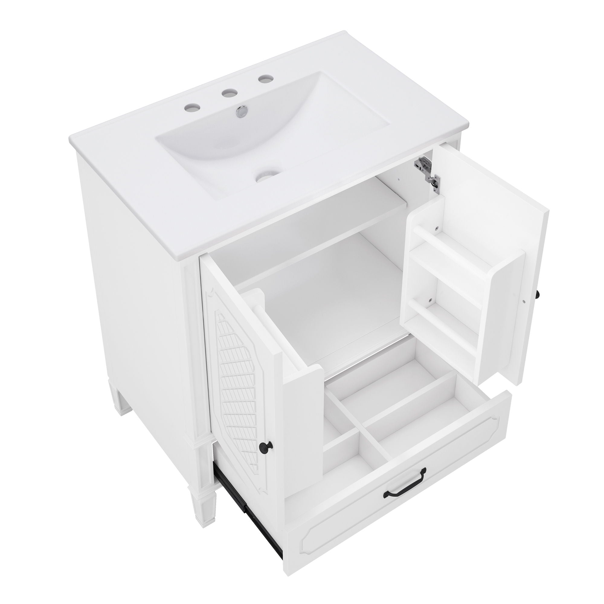 Vintage Style Bathroom Vanity With Sink, Multi Functional Storage, Soft-Closing Door - Best Buy Furniture