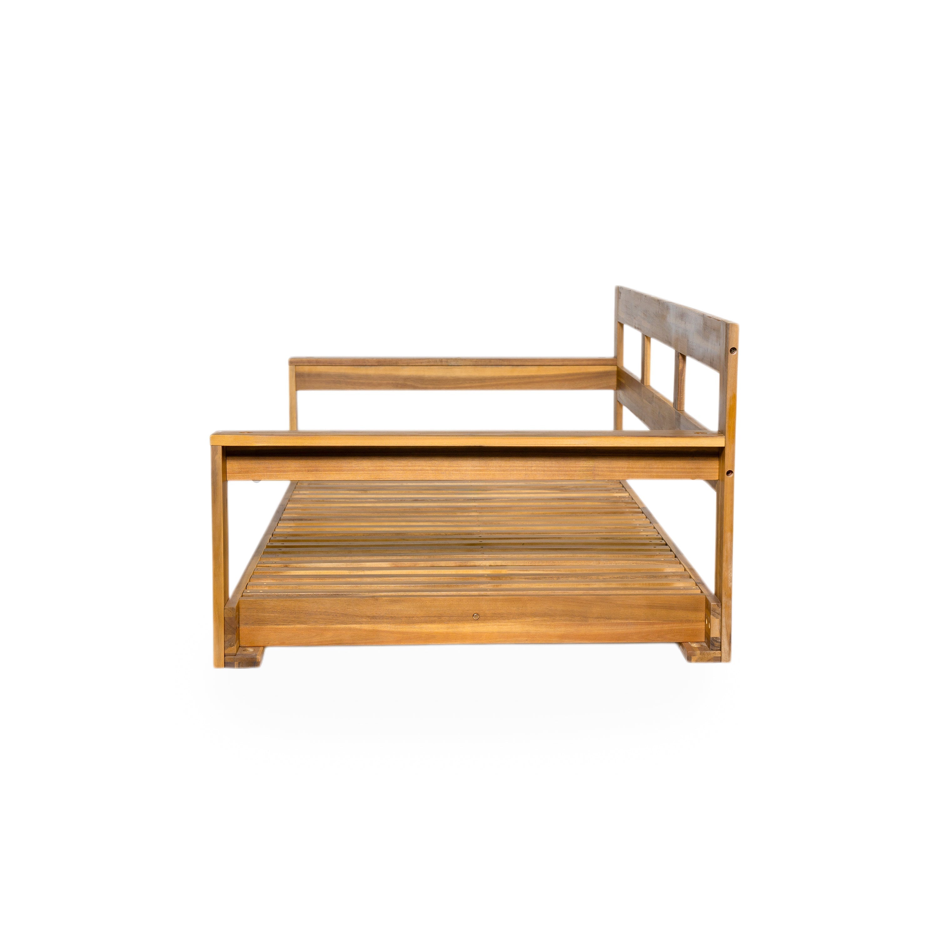 TOPMAX Patio Wooden Twin Size Porch Swing Daybed Frame
