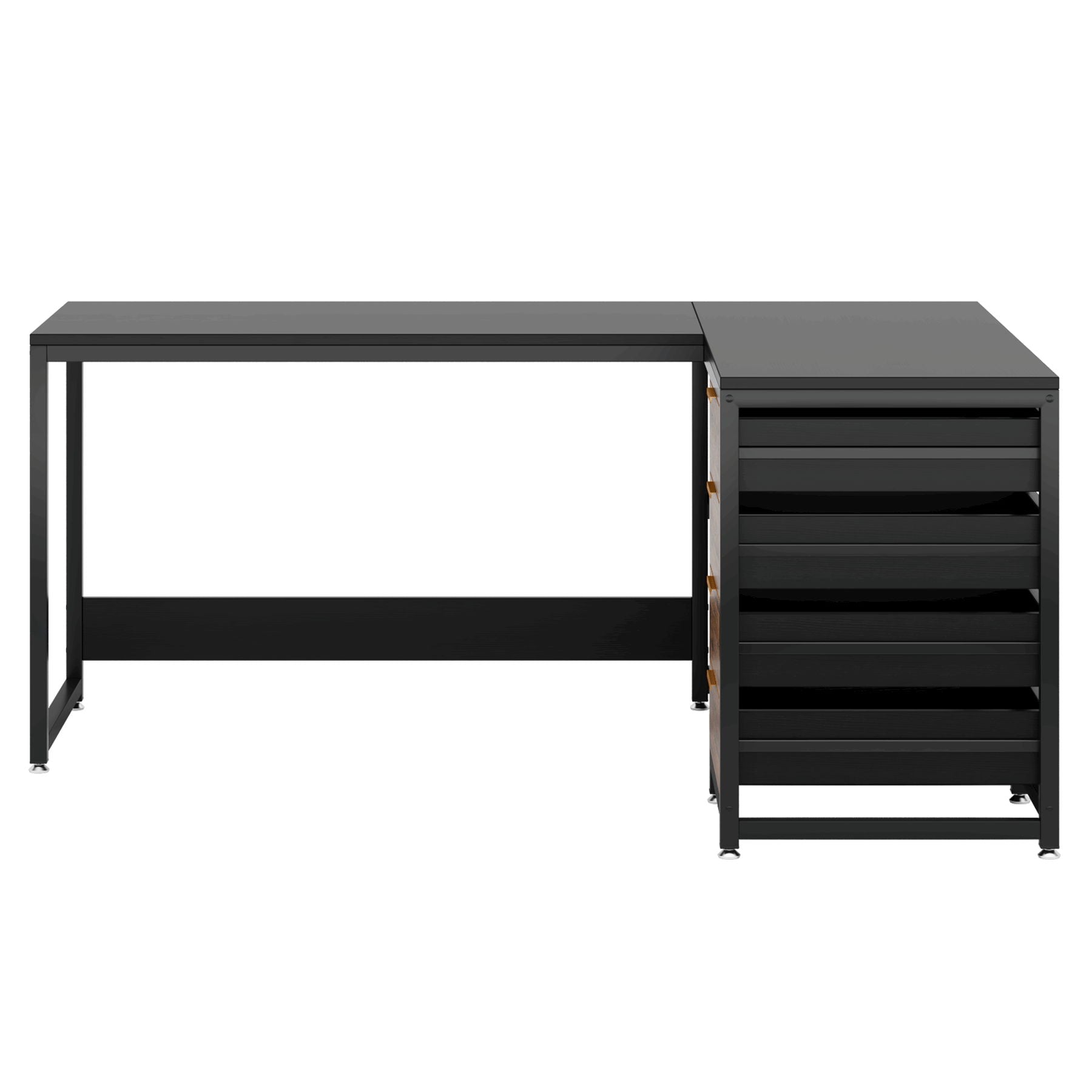 L-Shaped Computer Desk With Drawers And Shelves, Workstation For Home Office
