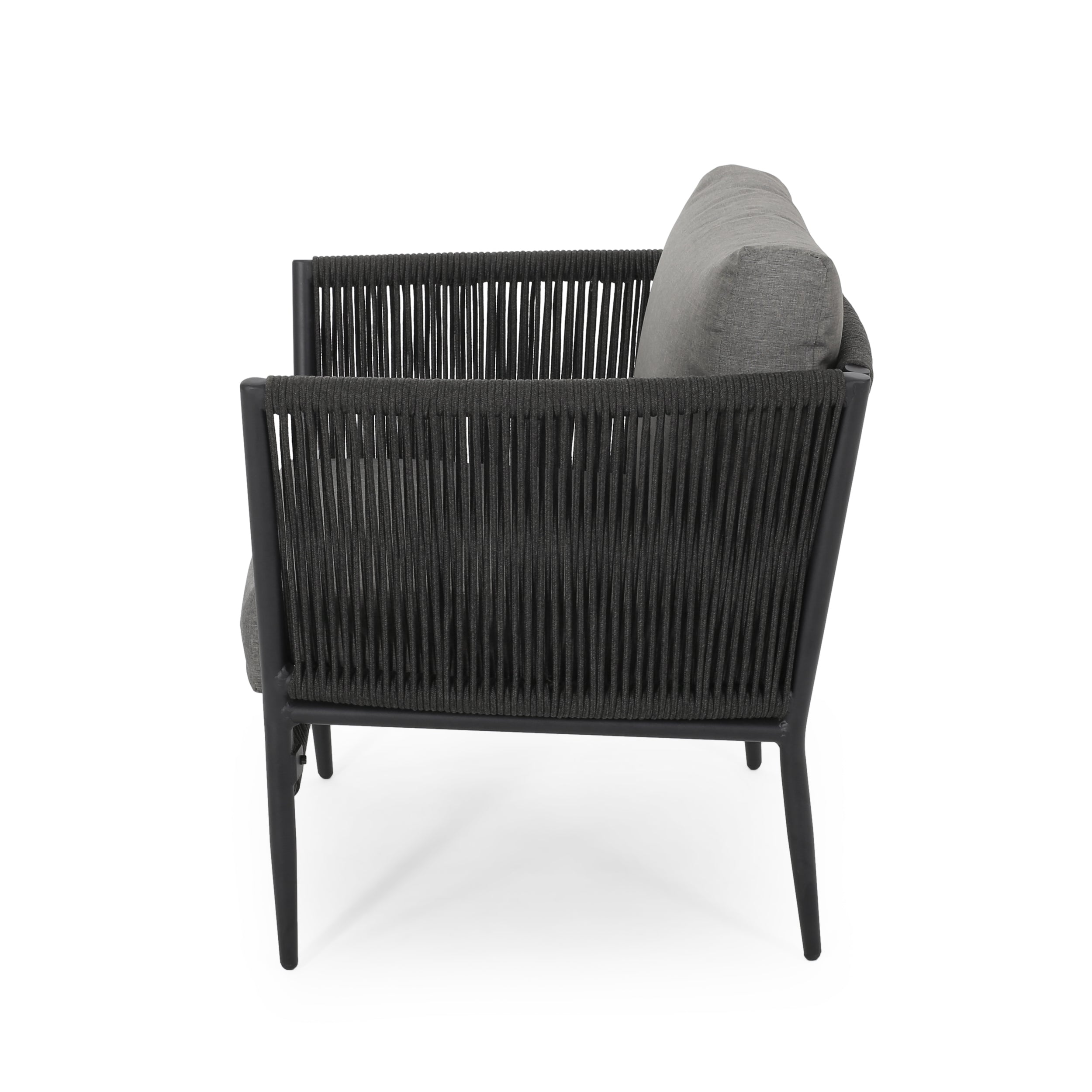 Hanford Modern Club Chair with Woven Rope Design in Grey