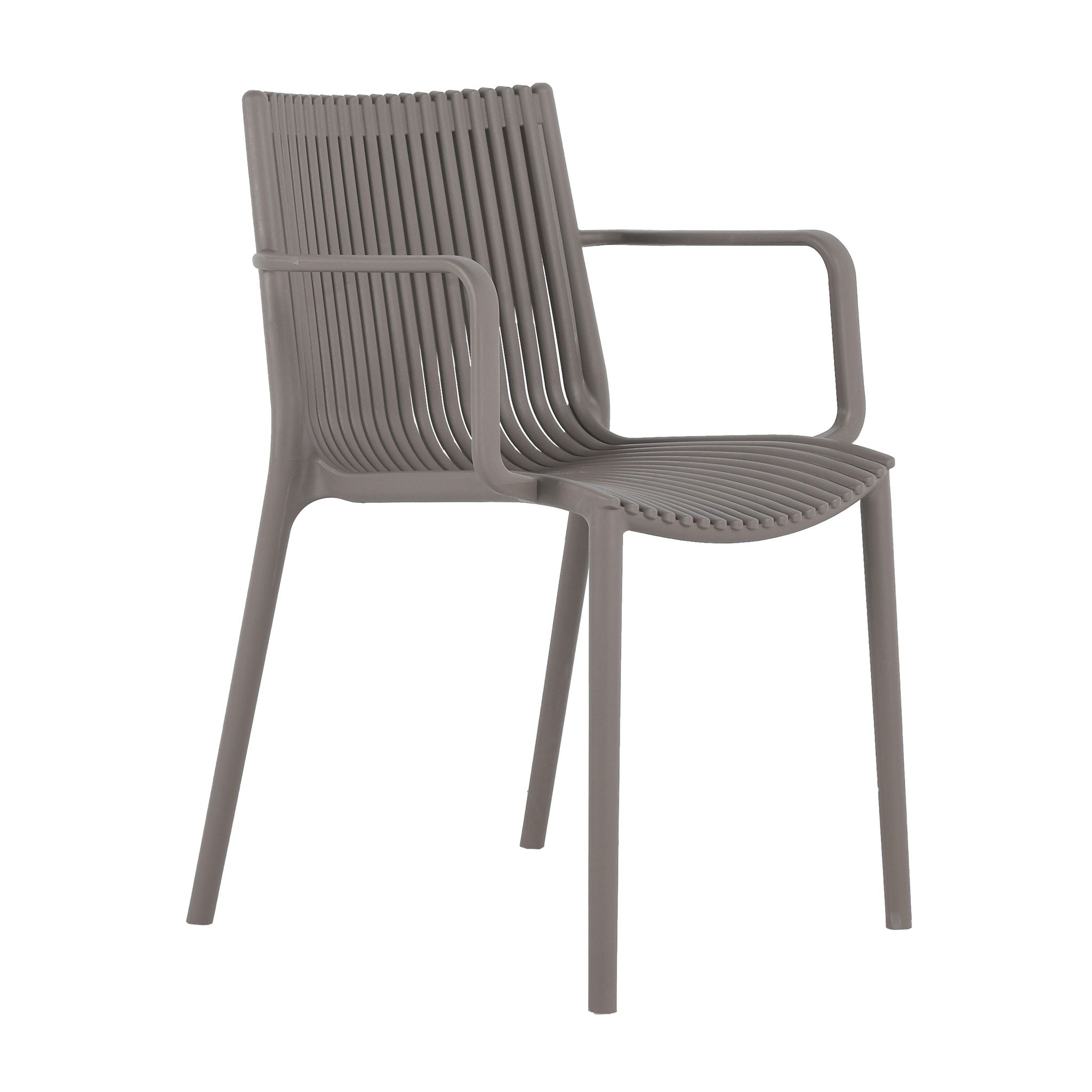 4 Modern Stackable Plastic Armchair Matched With Round Table