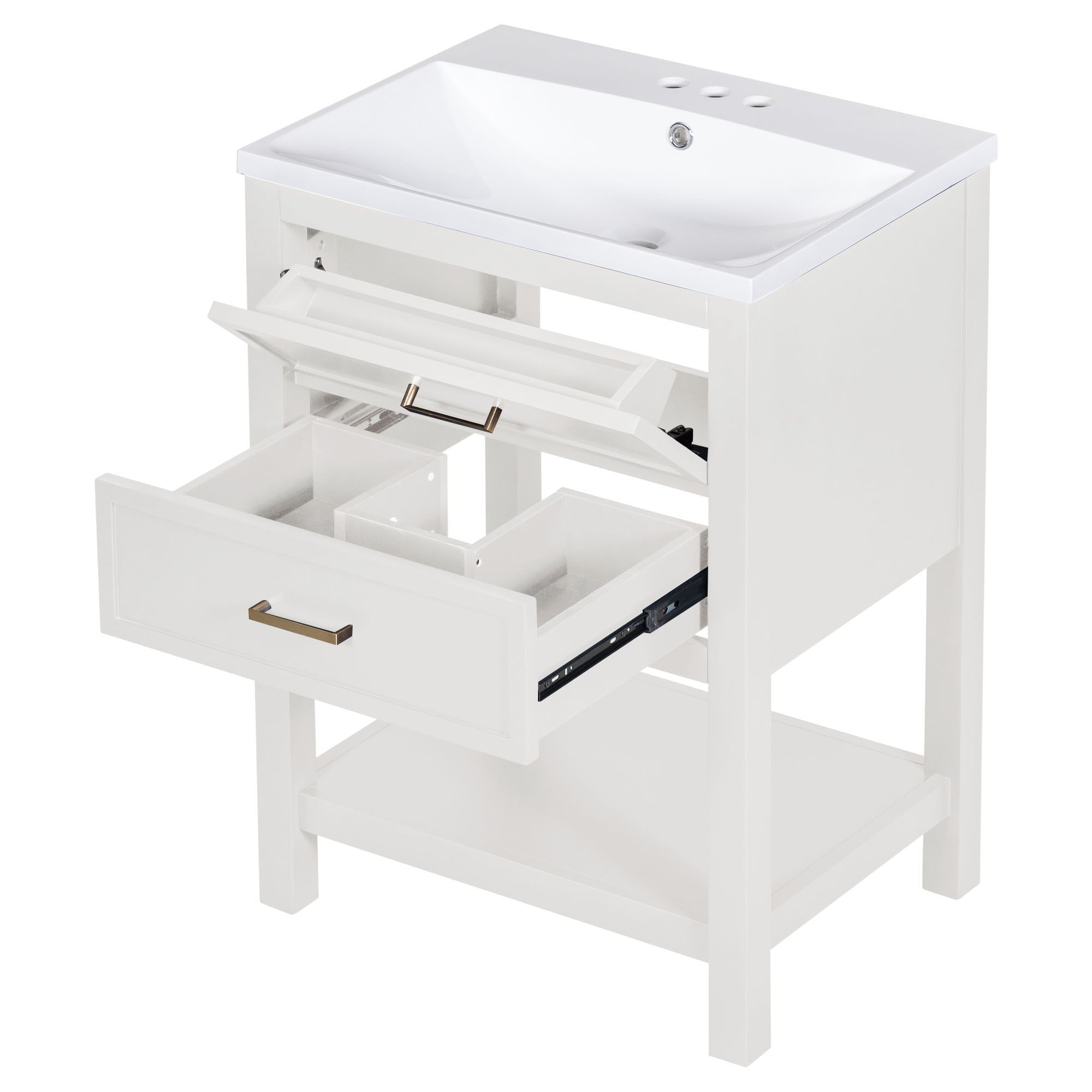 Bathroom Vanity With Top Sink, Modern Bathroom Storage Cabinet With 2 Drawers, Single Sink Bathroom Vanity