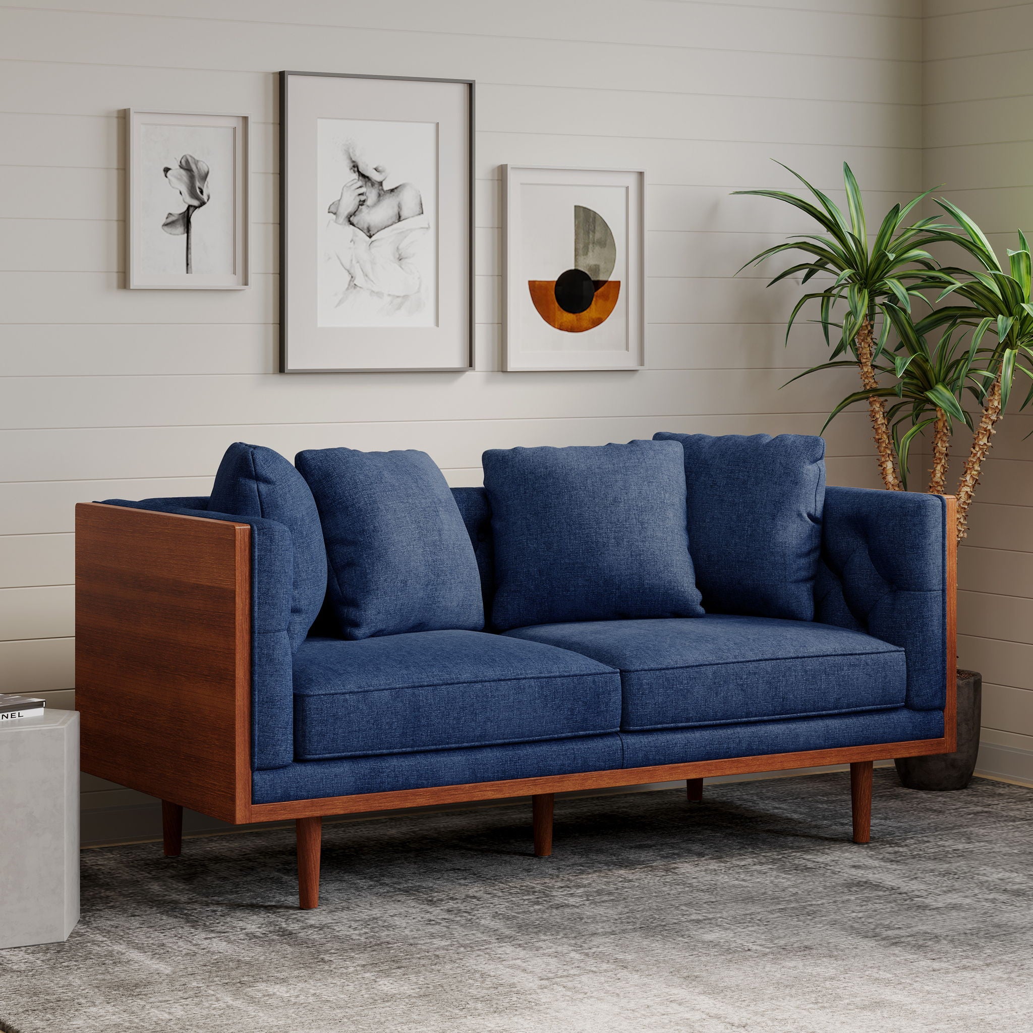 Retro Modern Loveseat With Button Tufted Upholstery