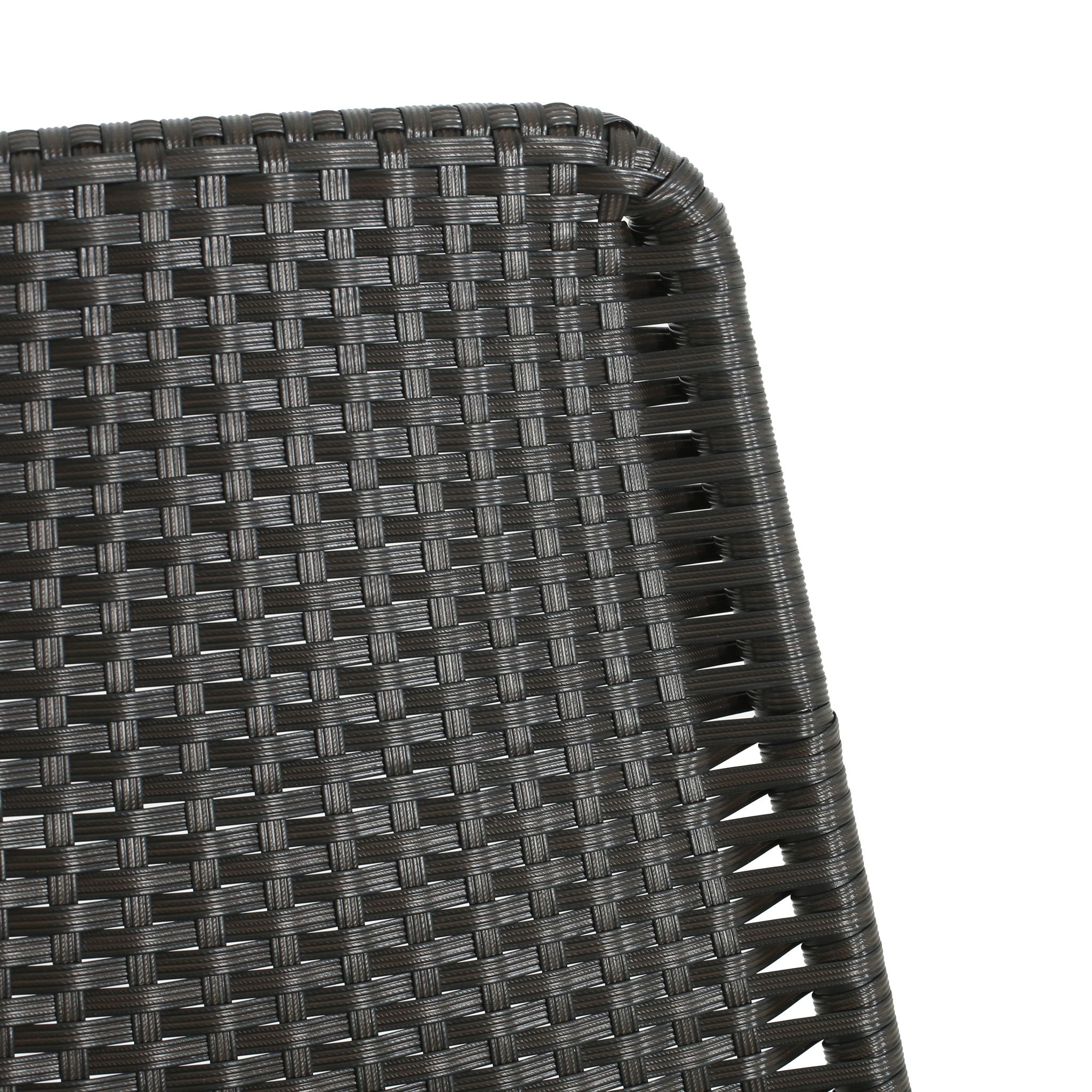 Outdoor Dining Chairs (Set of 2), Rattan Backrest And Cushions, Iron Frame - Dark Brown