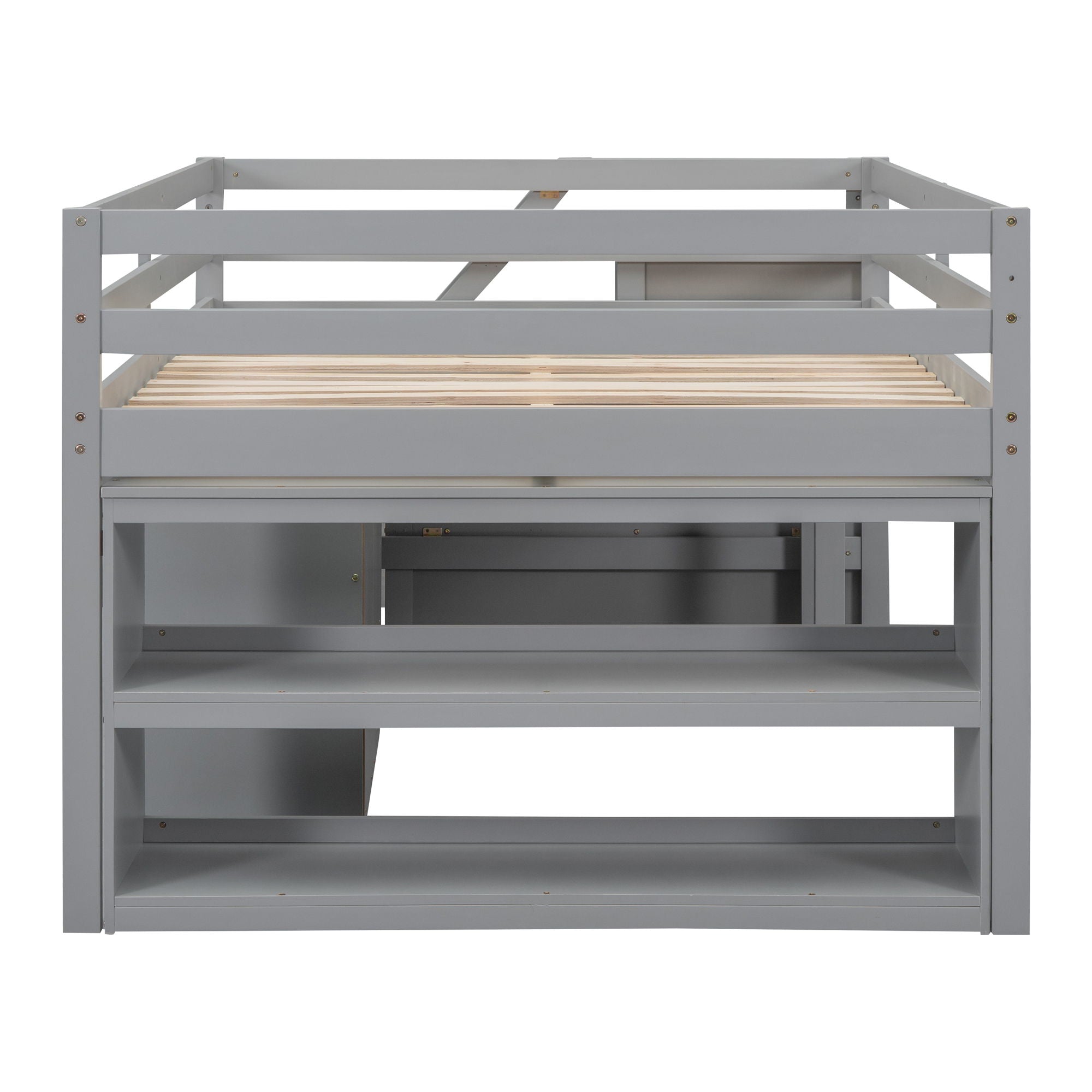 Loft Bed With Retractable Writing Desk And 3 Drawers With Storage Stairs And Shelves