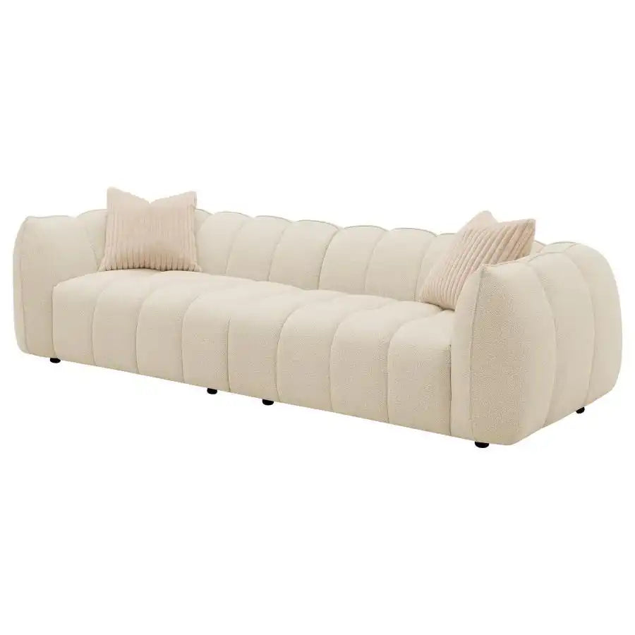 Winchester - Boucle Upholstered Extra Long Sofa - Sand Pebble - Best Buy Furniture