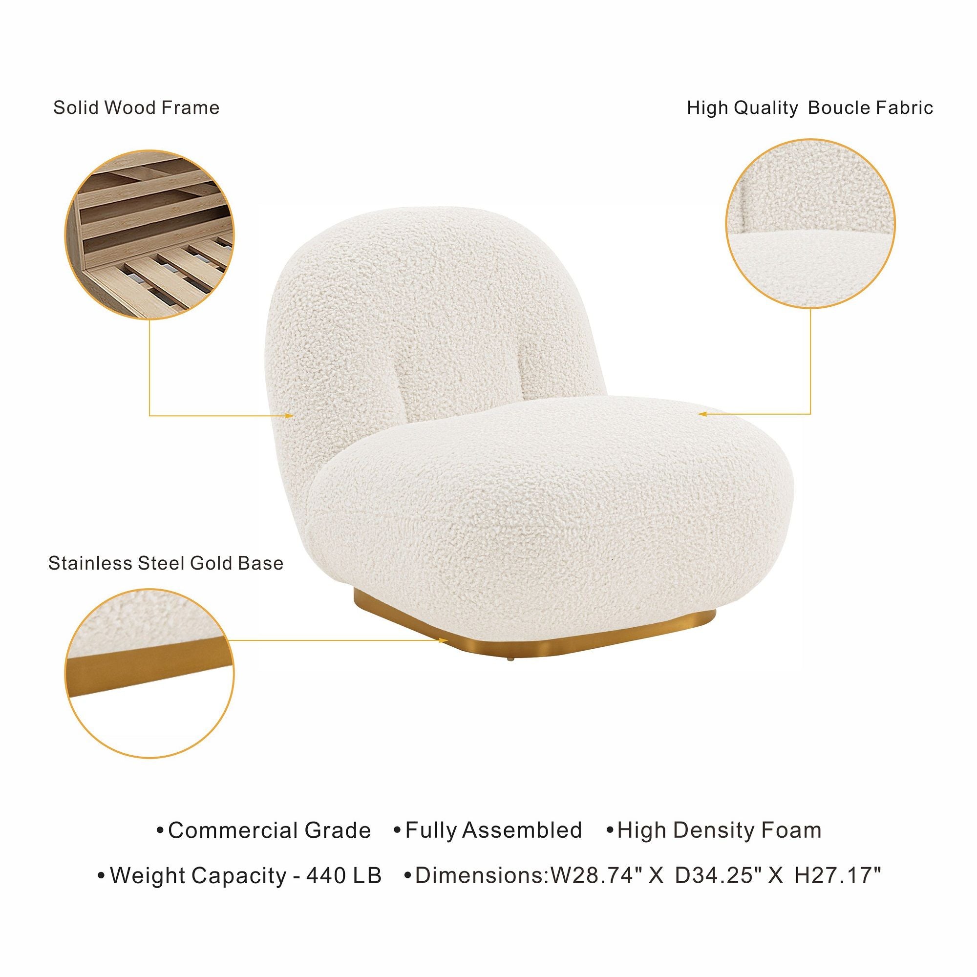 Edina - Lounge Accent Chair - White