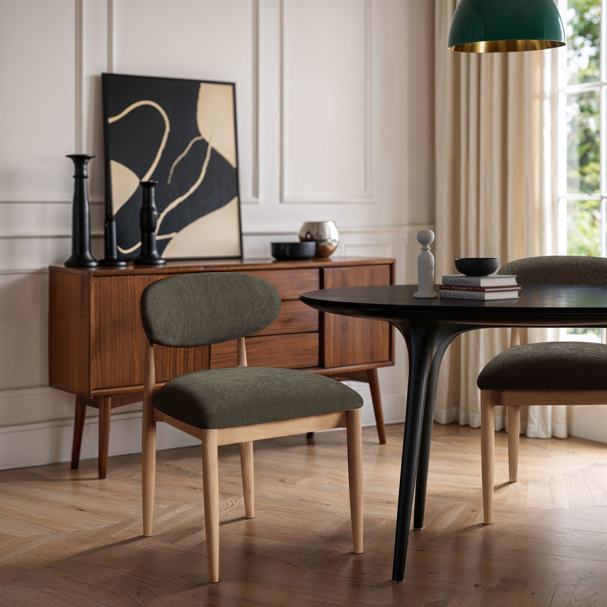 Riccio - Fabric Dining Side Chair (Set of 2) - Natural Frame