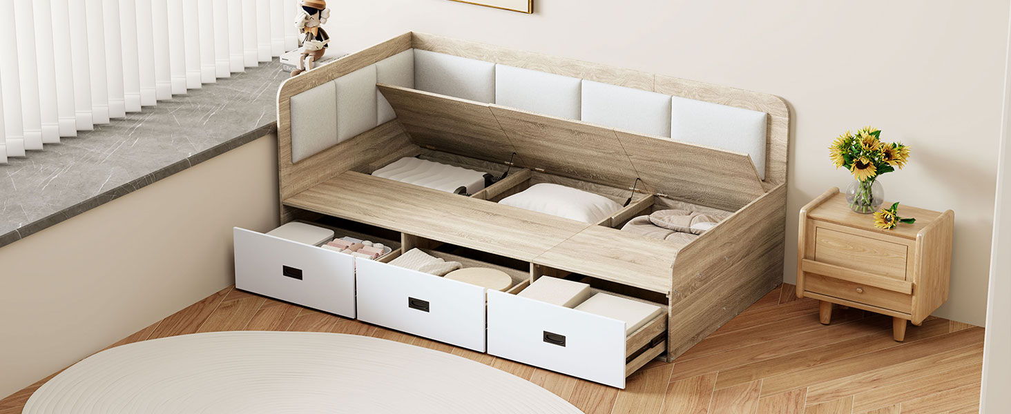 Daybed With 3 Drawers And 3 Storage Compartments