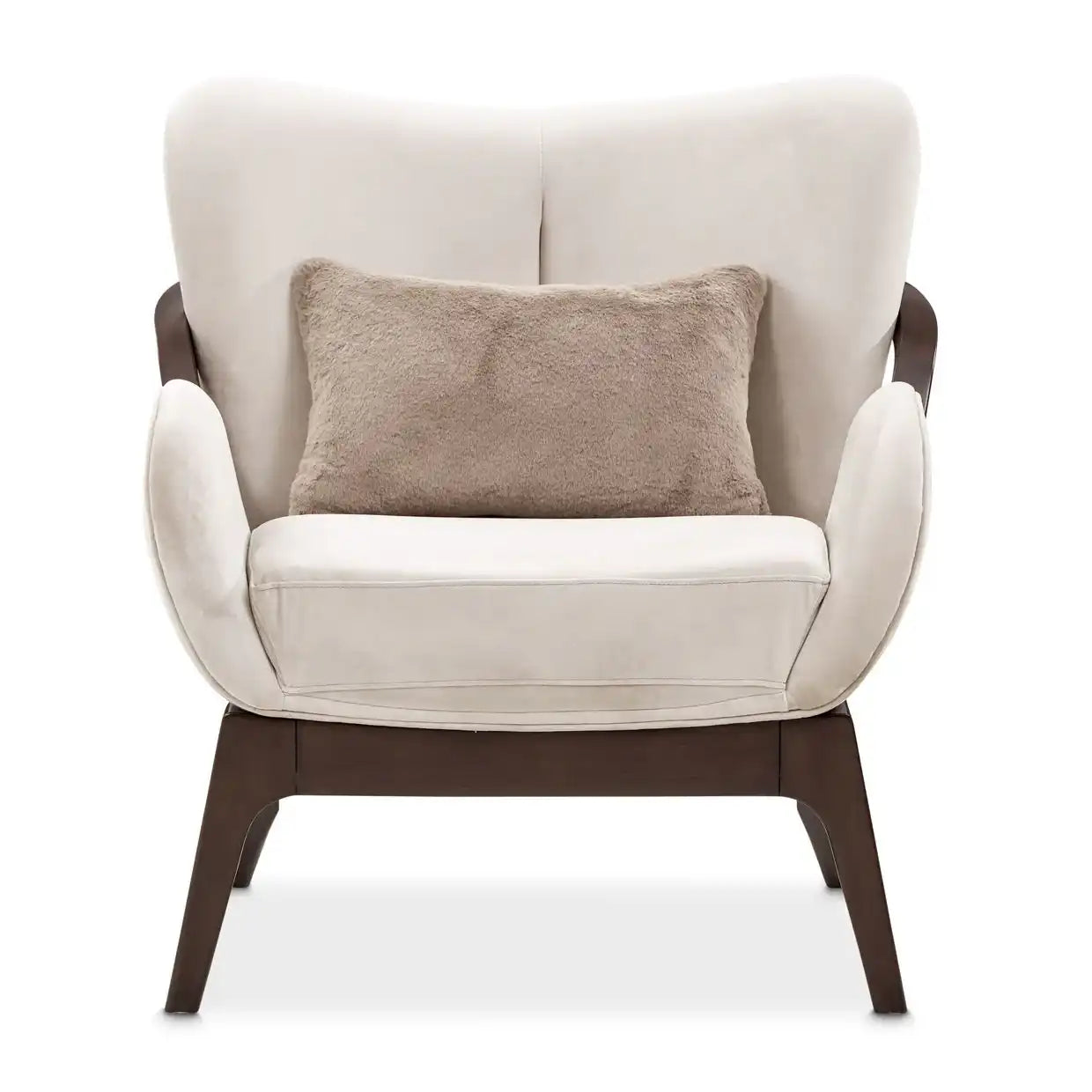 Camellia Field - Velvet Accent Chair - Porcini / Warm Pecan