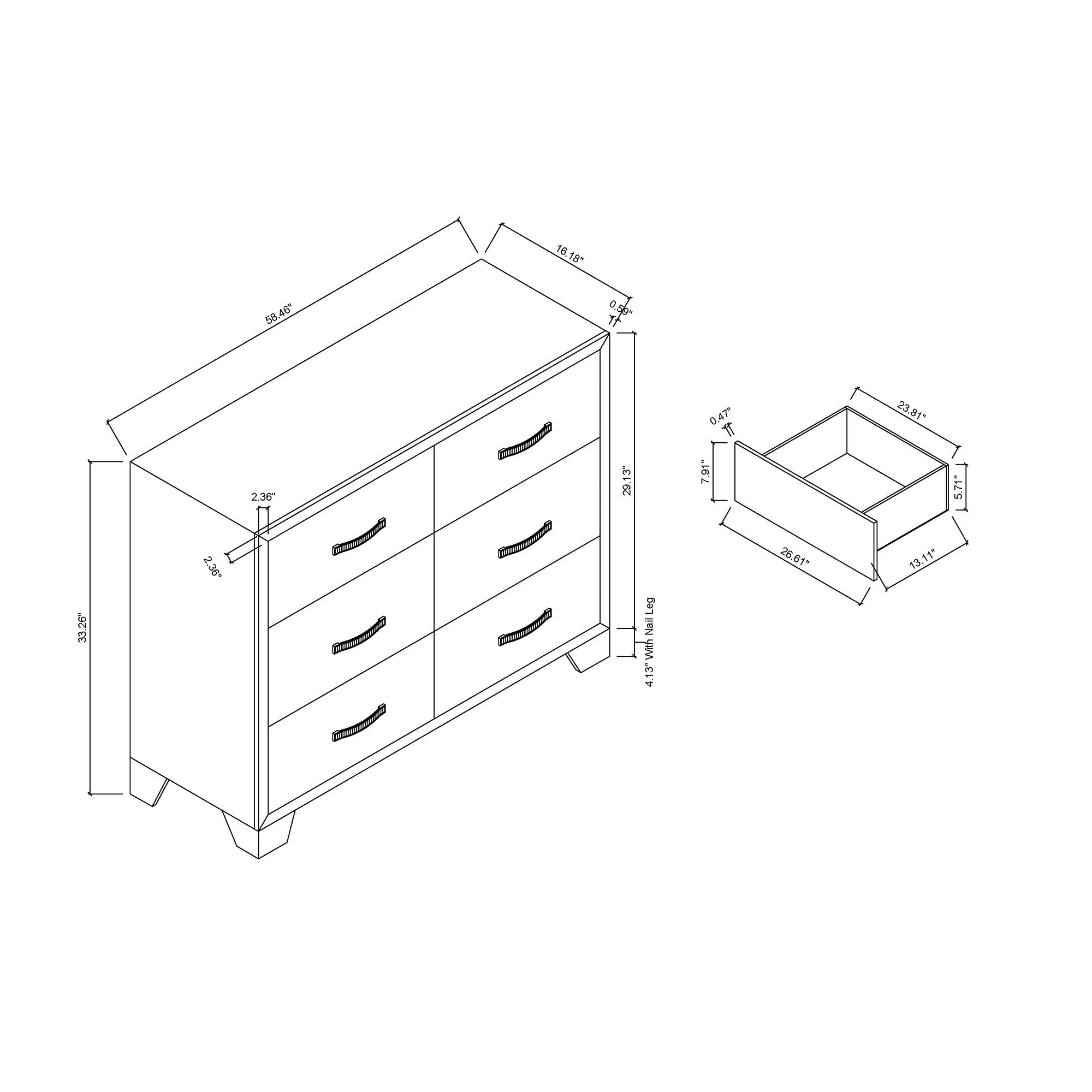 Carlos - 5 Pieces Queen Bedroom Set, Modern Design - Black