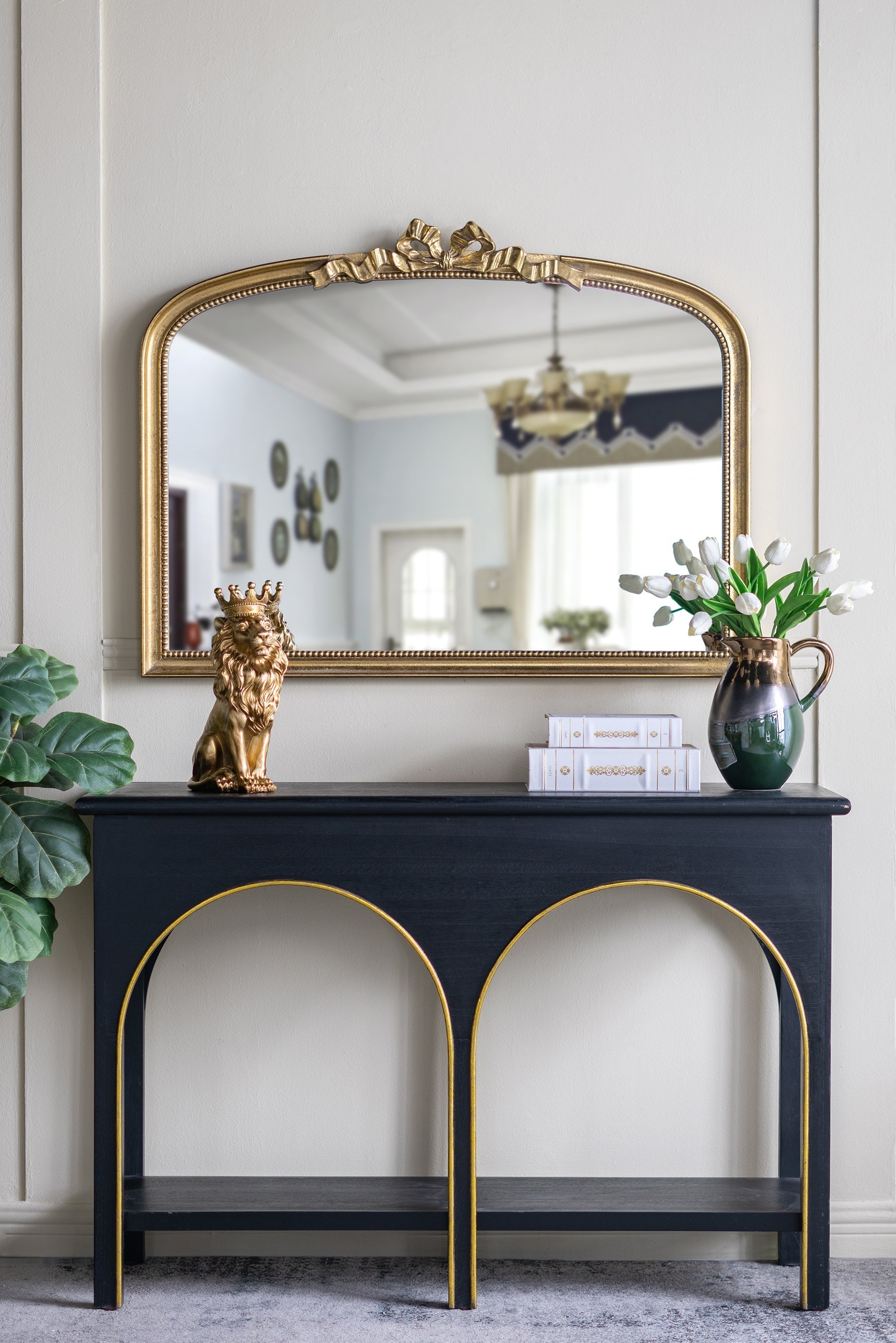 40.2' x 29.9' Baroque Style Gold Arch Mirror