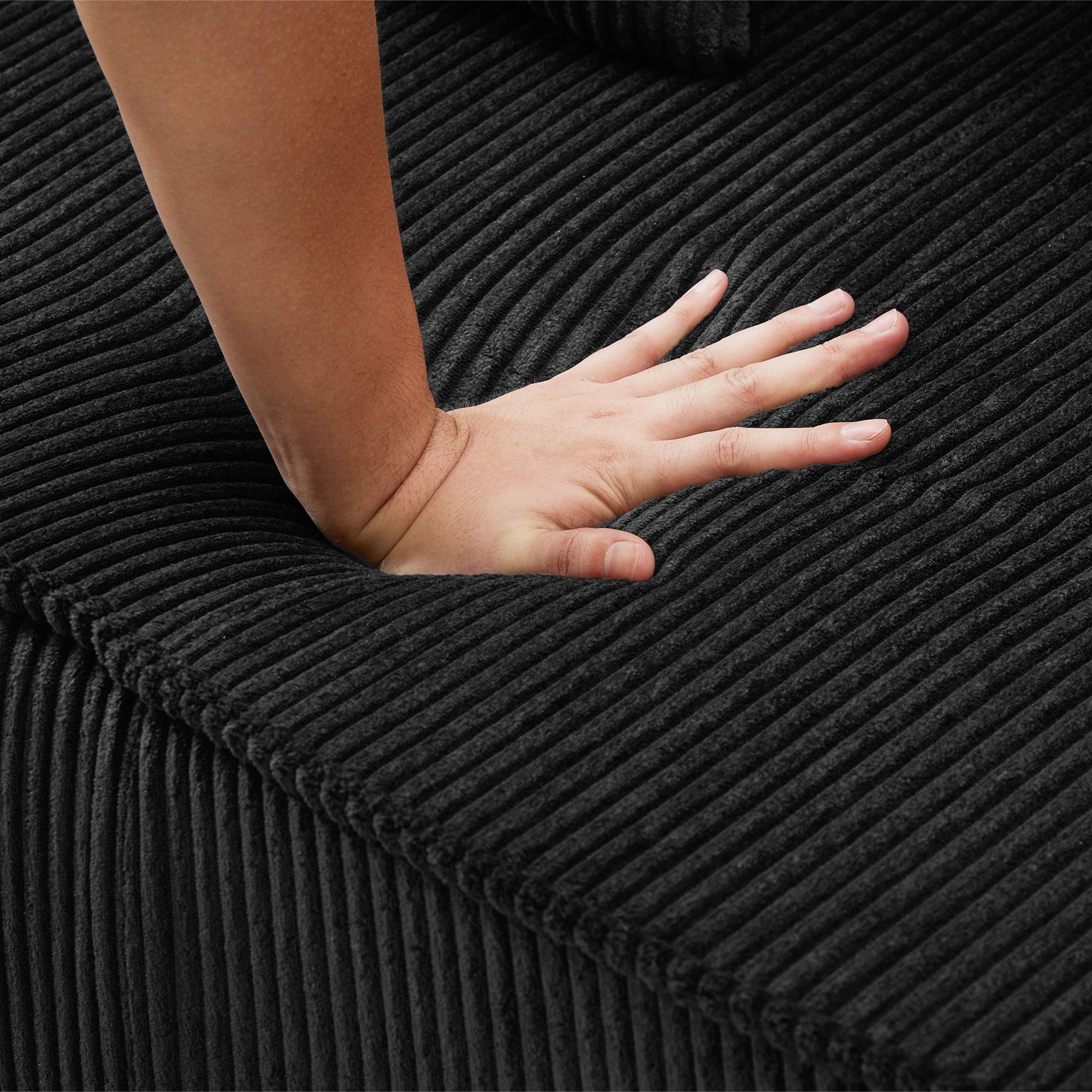 U-Shaped Sectional Sofa With RGB LED Light Strip And 6 Pillows