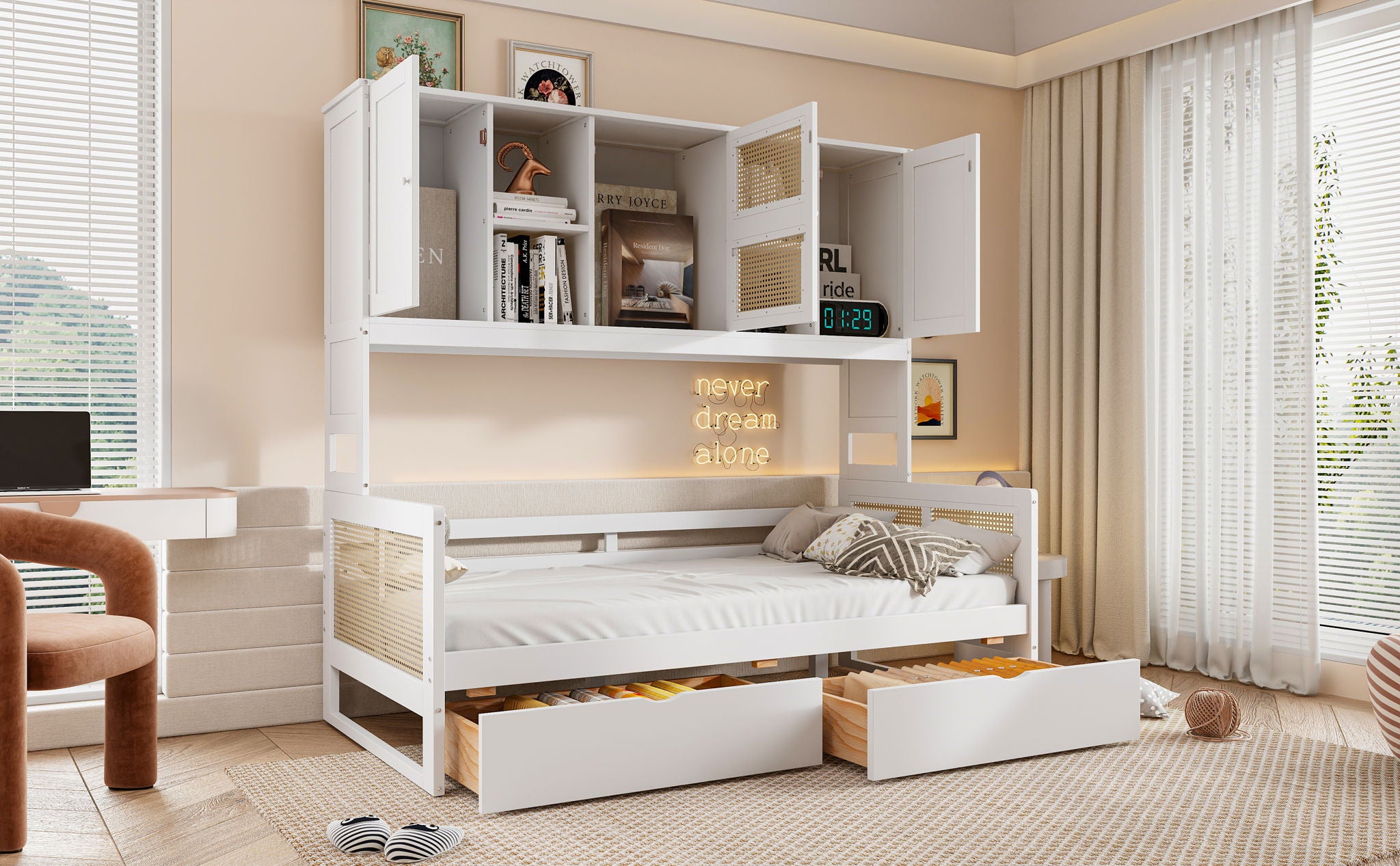 Daybed And All In One Cabinet And Shelf