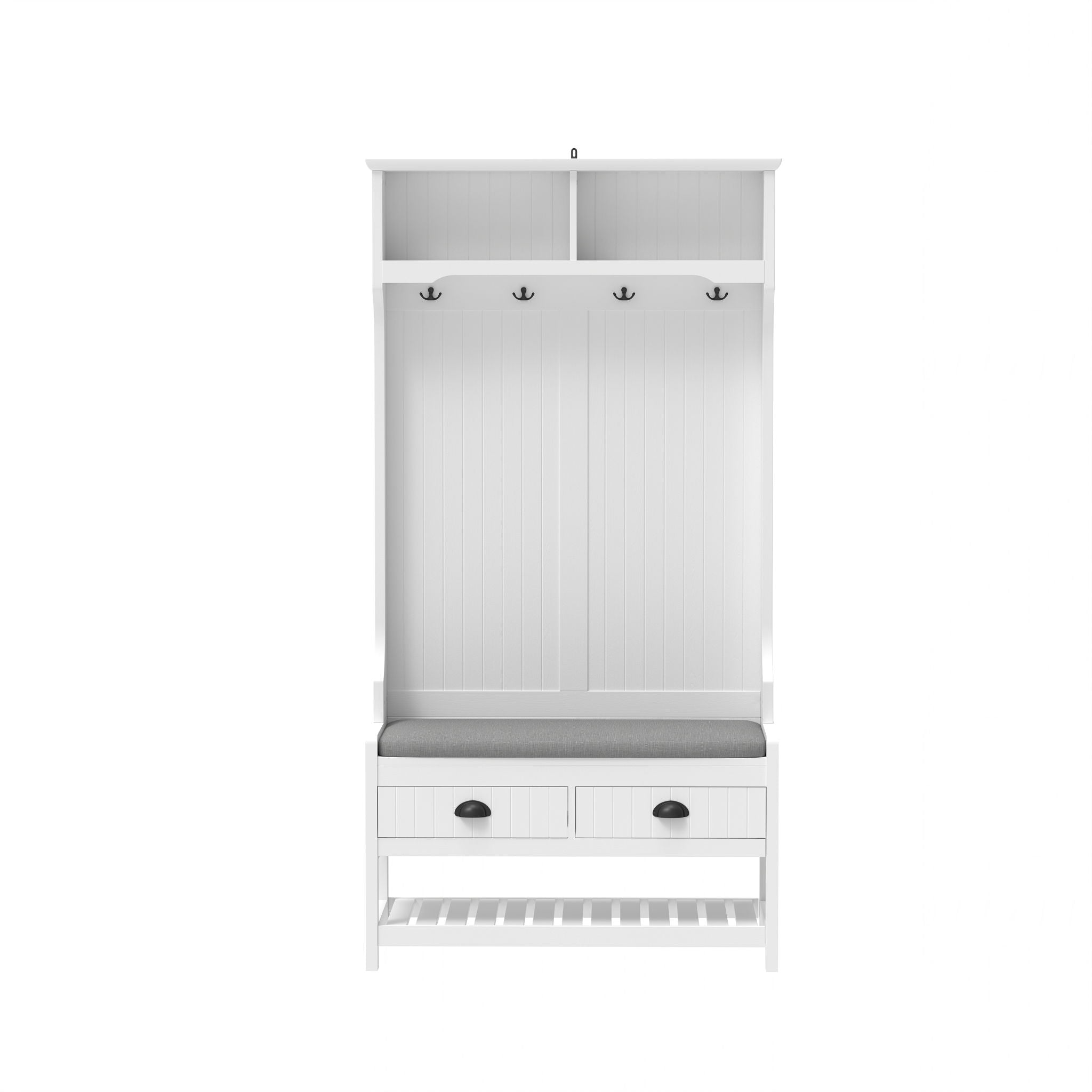 Modern 3 In 1 Hallway Hall Tree With Storage Drawers, Coat Rack, Shoe Rack Bench And Cushion