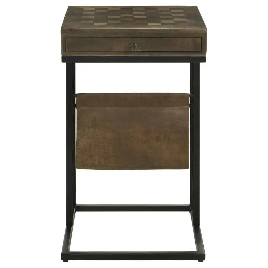 Chessie - 1-Drawer Side Table With Leatherette Sling - Tobacco