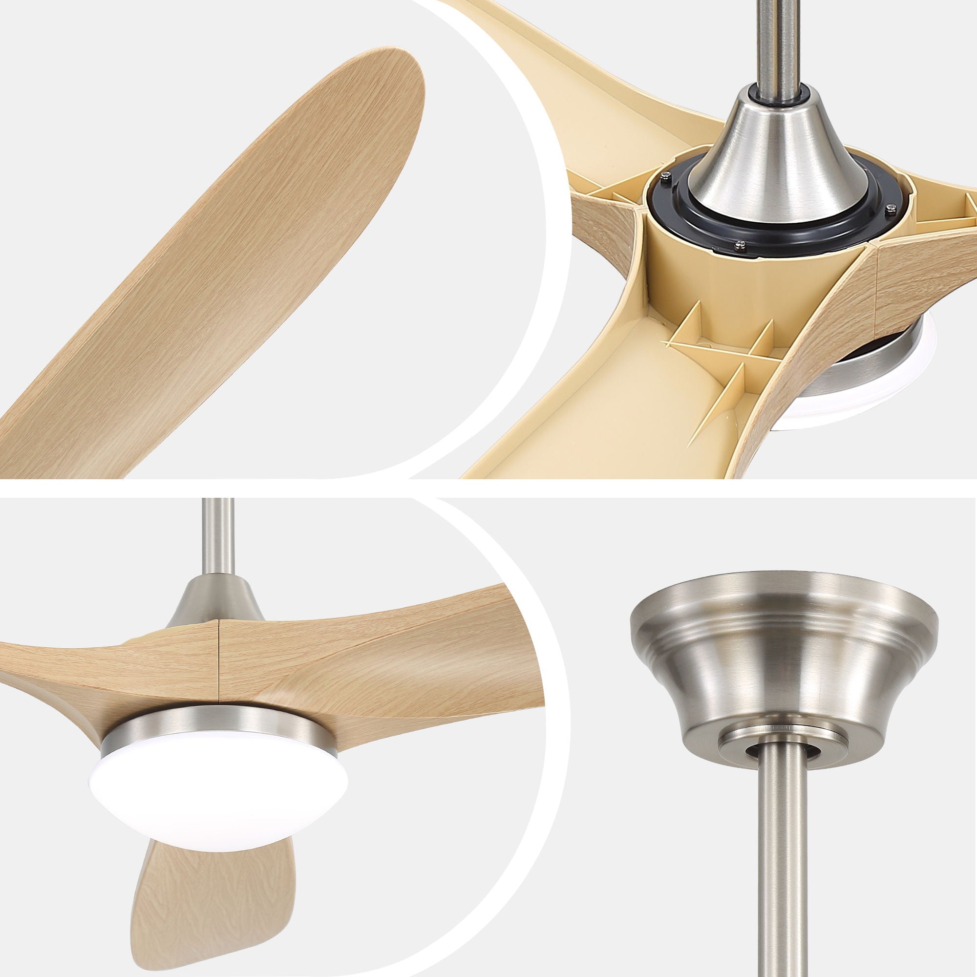 Smart Ceiling Fan With Lights, 3 Blades, Reversible Quiet DC Motor For Indoor