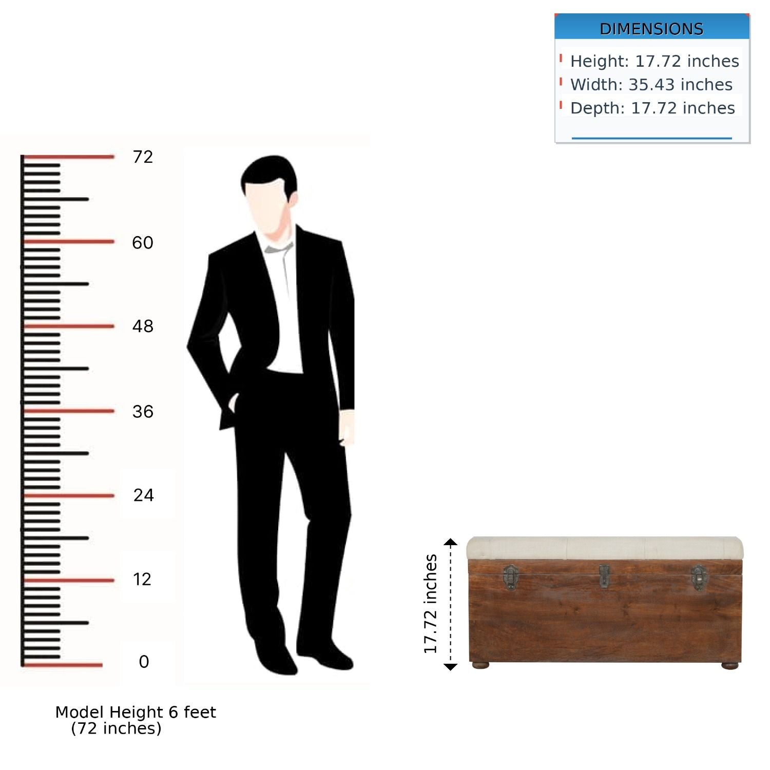 Linen Storage Trunk - Chestnut / White Linen - Best Buy Furniture