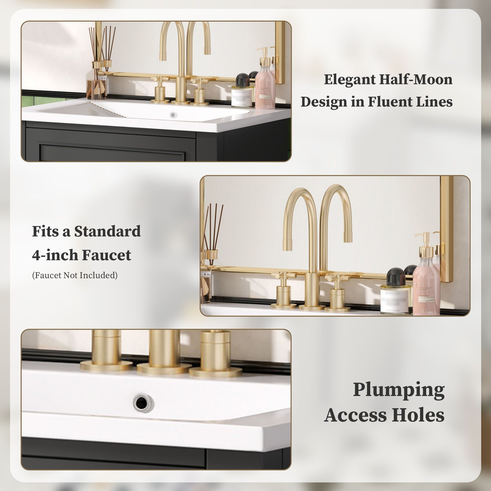 Bathroom Vanity With Integrated Sink, 2 Door Cabinet - Black