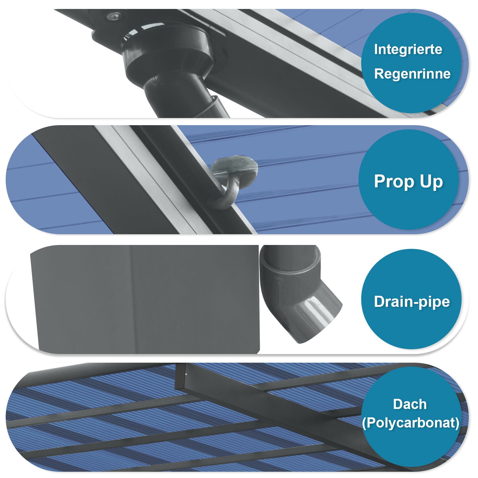 Outdoor Carport, Single Carport Aluminum Metal Frame And Polycarbonate Panels Car Port For Outdoor Driveway Car, Truck - Charcoal - Best Buy Furniture