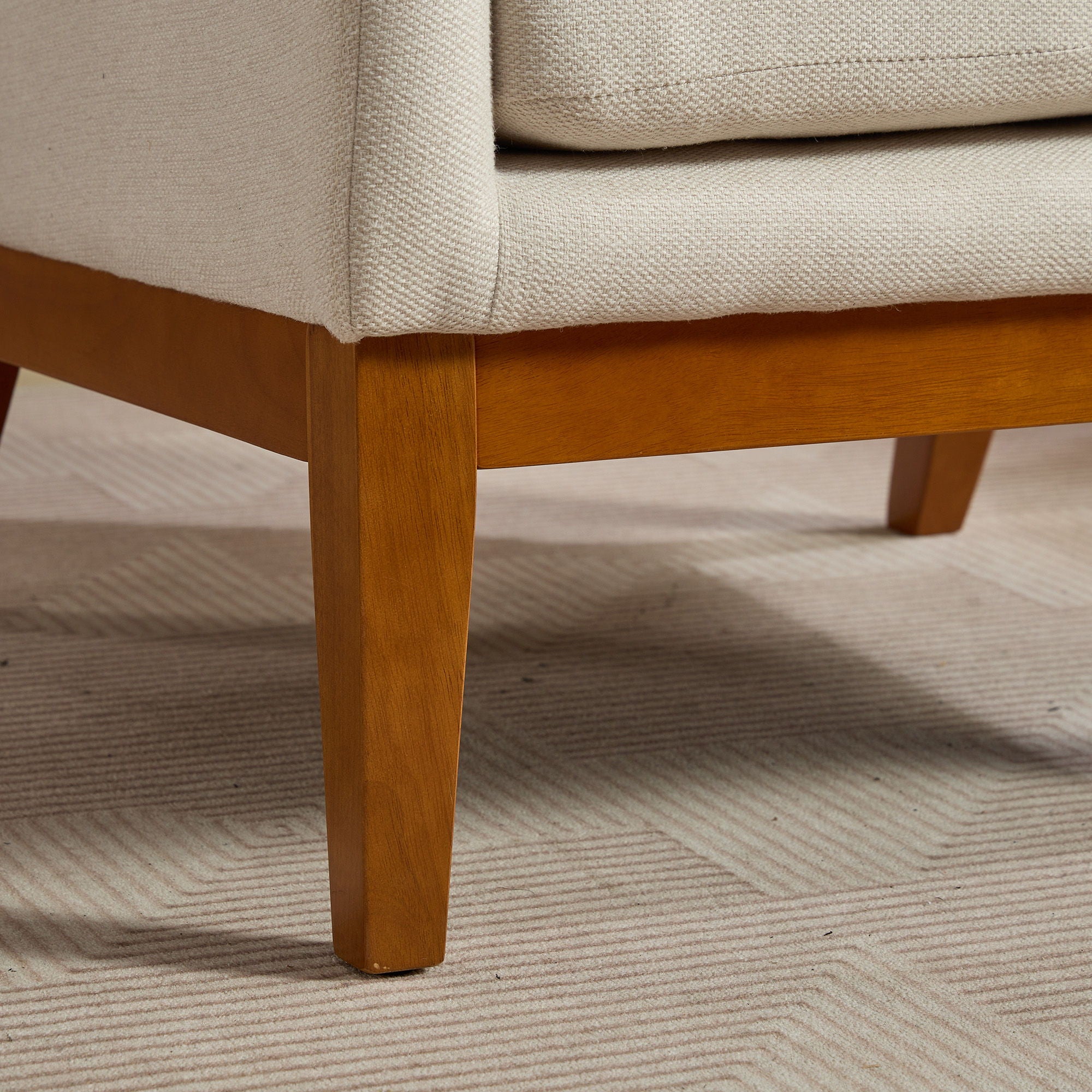 Wide Modern Accent Chair With Wood Legs For Living Room