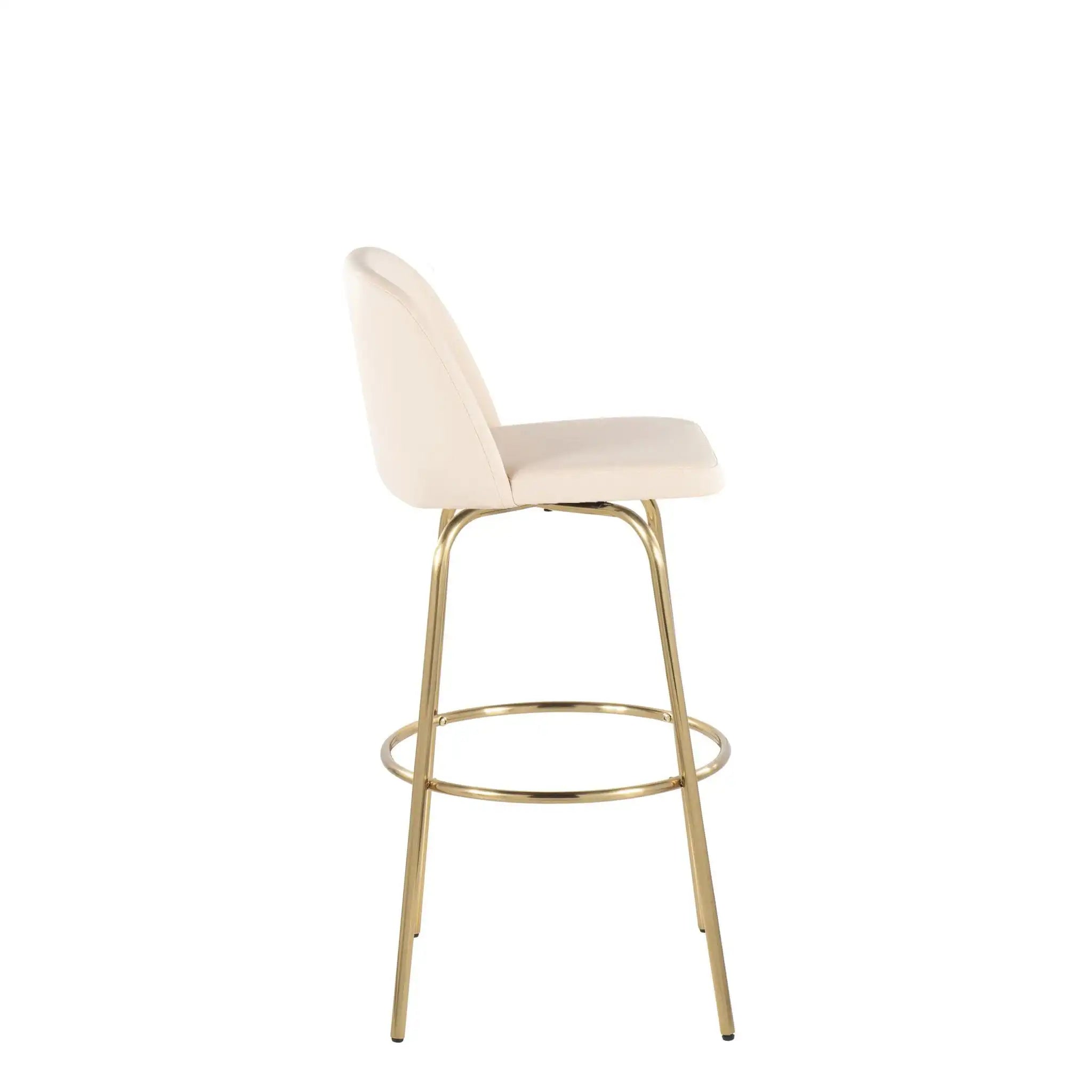 Toriano - Contemporary Fixed Height Barstool With Swivel And Round Footrest (Set of 2)