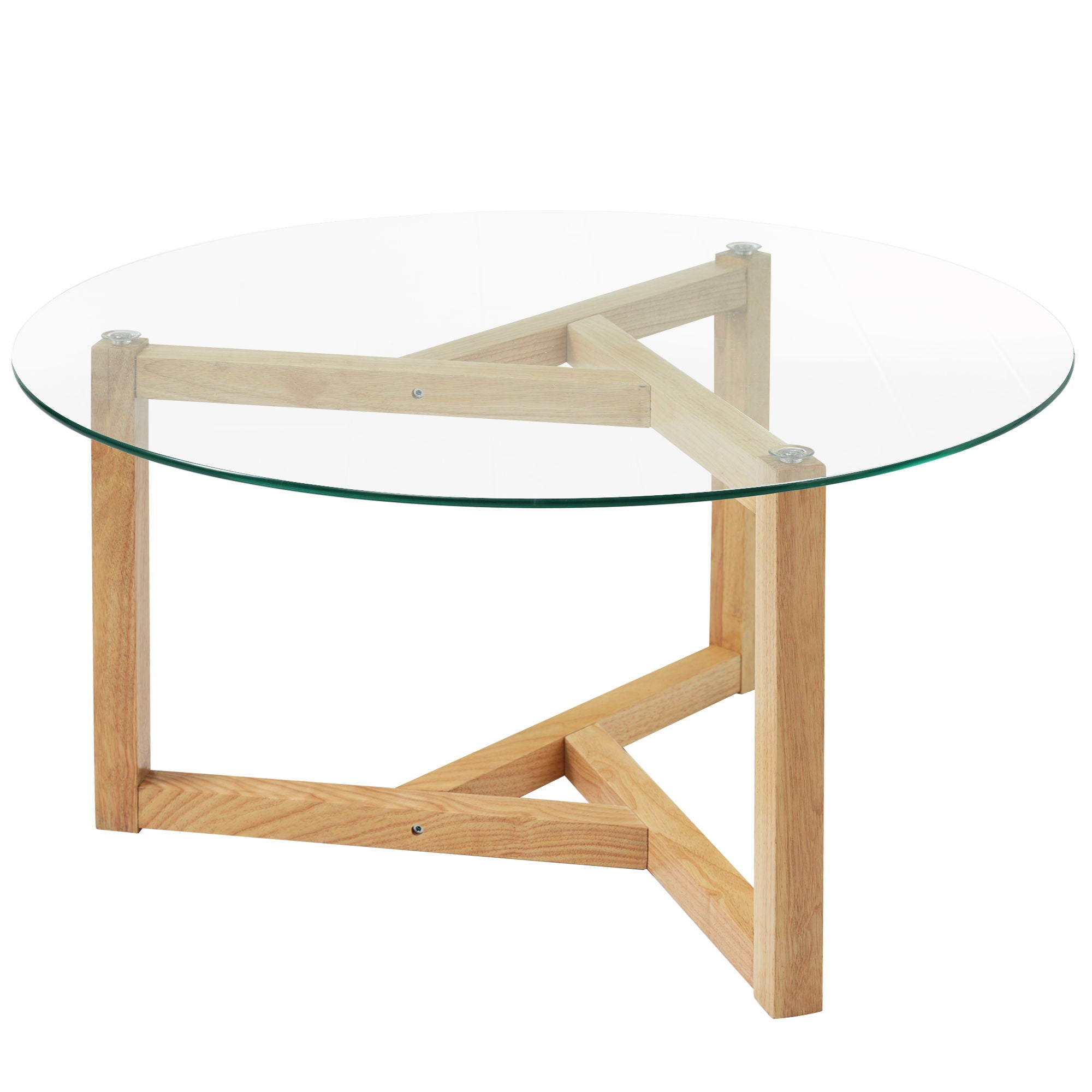 Round Glass Coffee Table Modern Cocktail Table