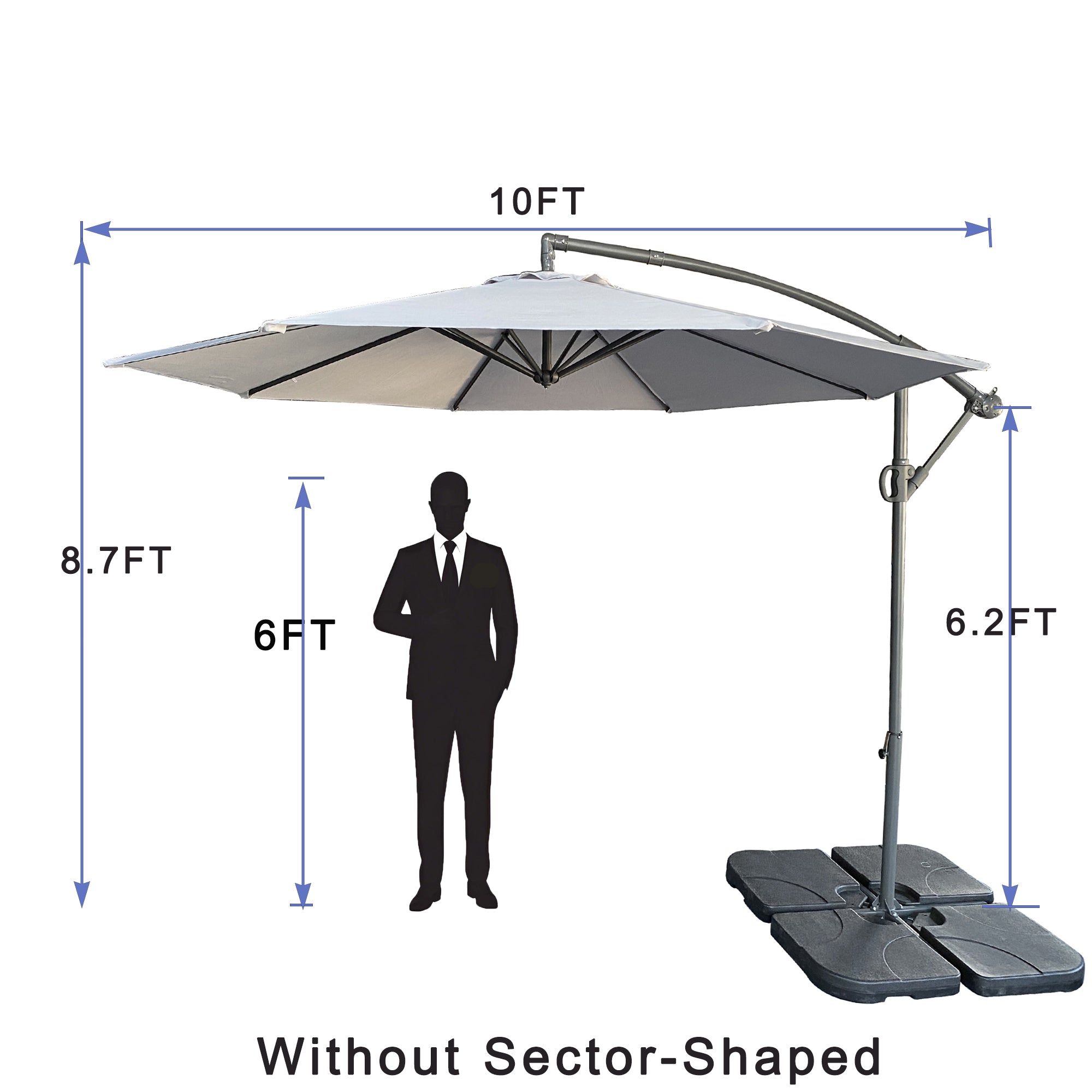 10 ft Offset Cantilever Patio Umbrella with Crank Gray