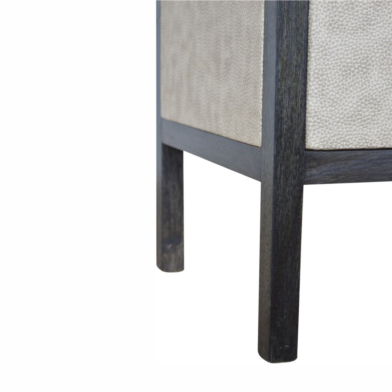 Faux Leather Nightstand, 3 Drawer - Black