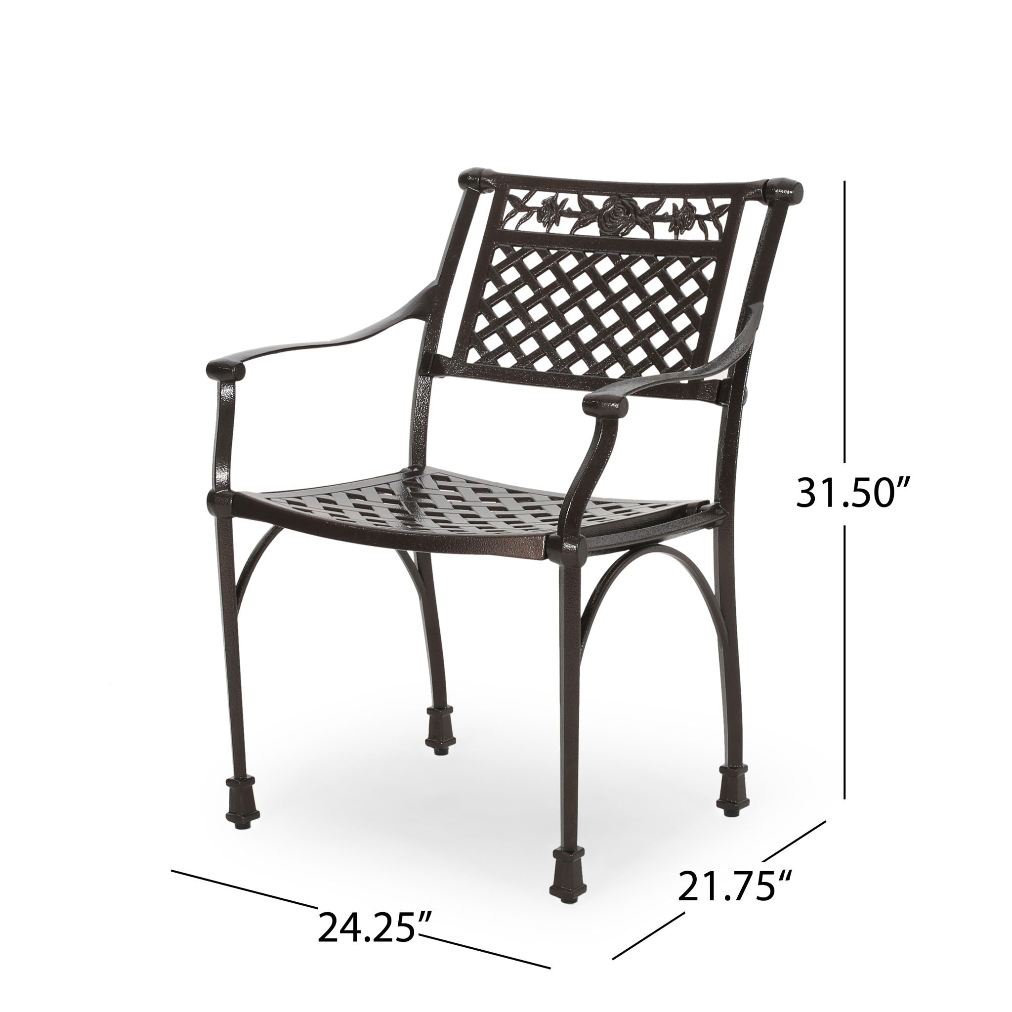 Cast Aluminum Dining Chair With Hand Crafted Details - Bronze