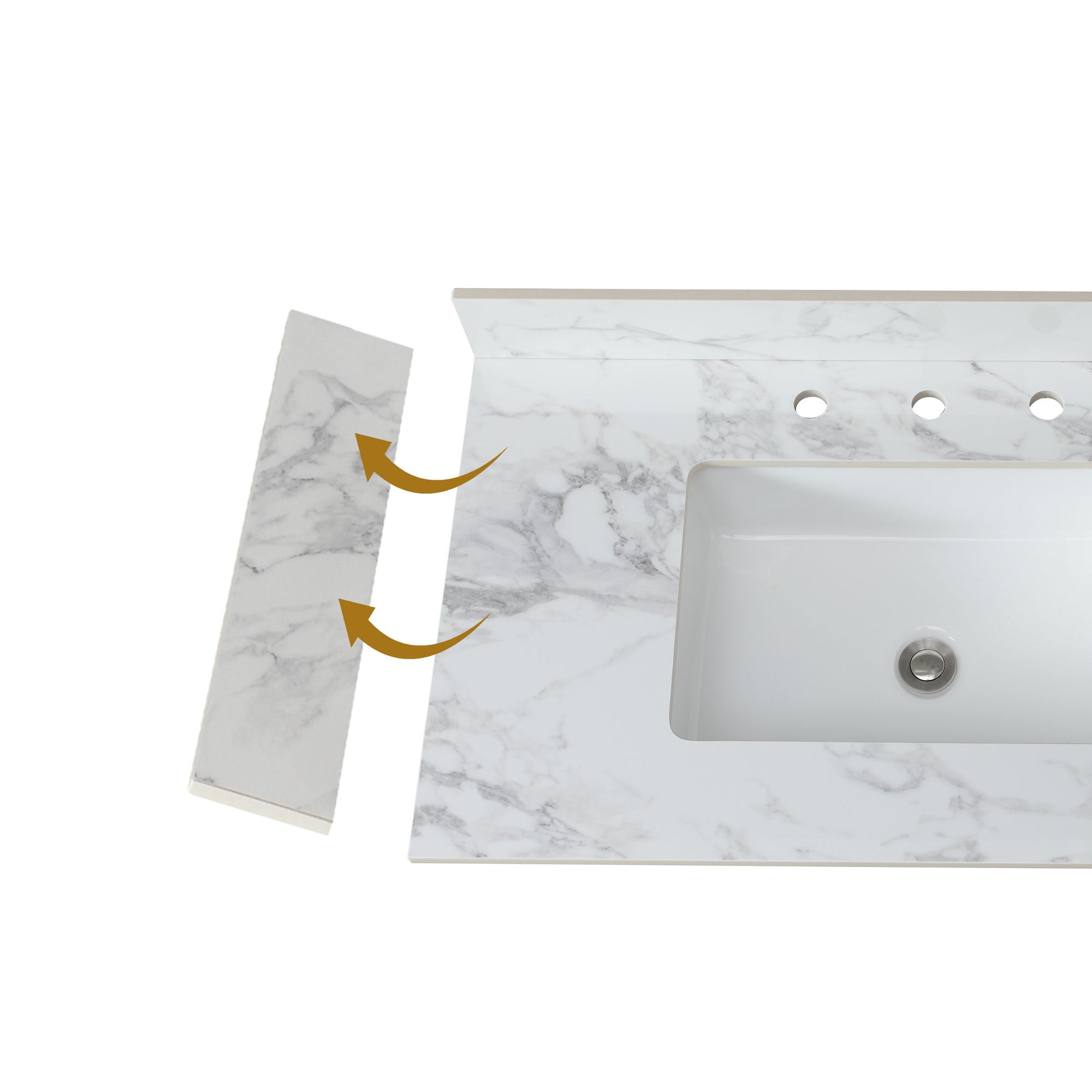 Engineered Marble Stone Bathroom Sink Side Splash - Bianco Carrara Wenato - Best Buy Furniture