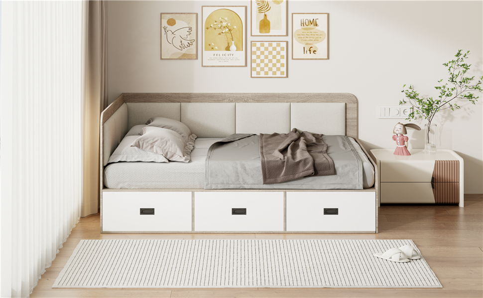 Daybed With 3 Drawers And 3 Storage Compartments