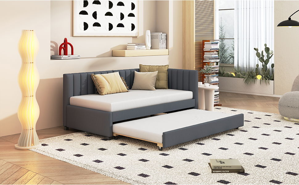 Upholstered Daybed, Sofa Bed Frame, No Box Spring Needed