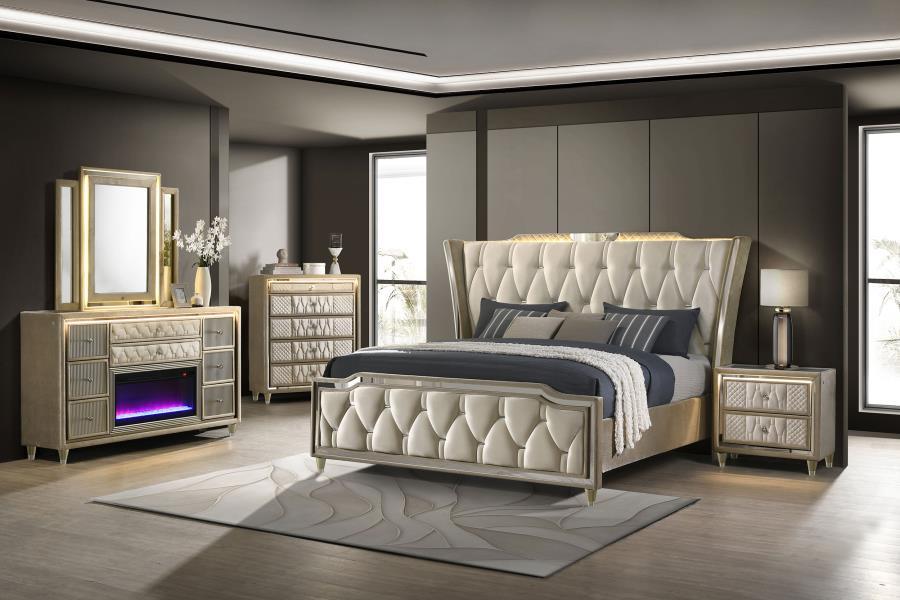 Lorient - 8-Drawer LED Bedroom Flame Box Dresser