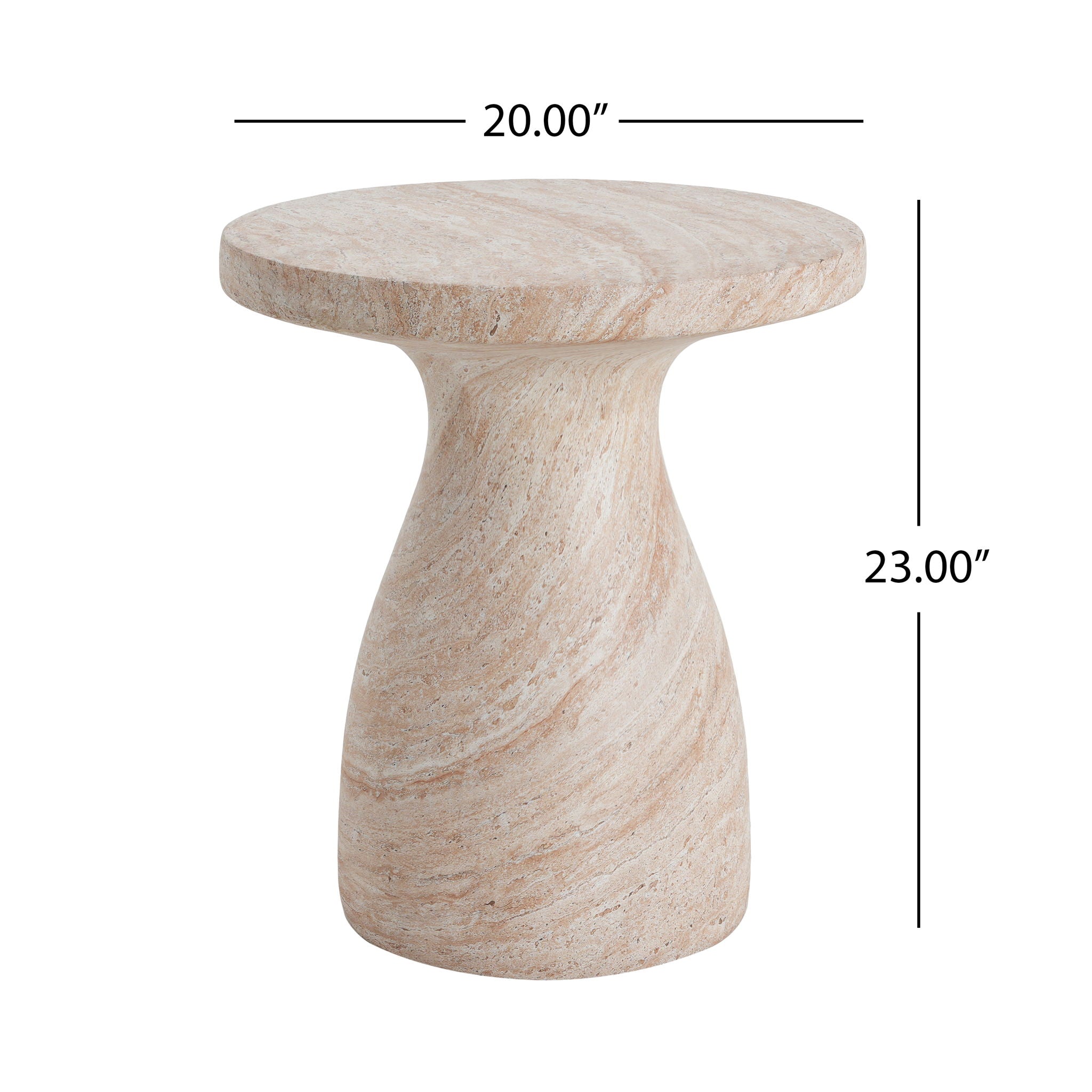Outdoor / Indoor Travertine Side Table Lightweight