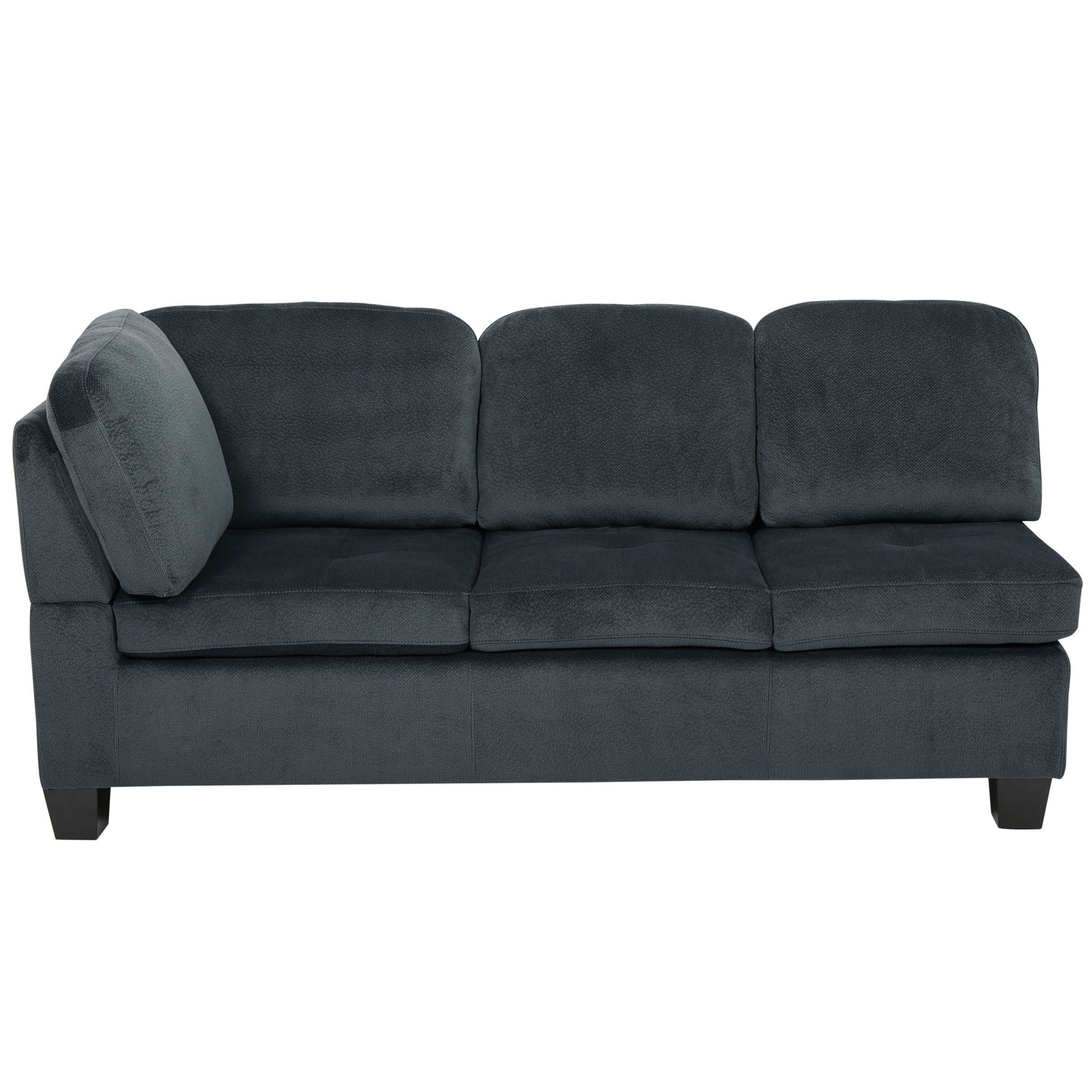 Modern L Shaped Fabric Sectional Sofa With Tufted Detail - Charcoal