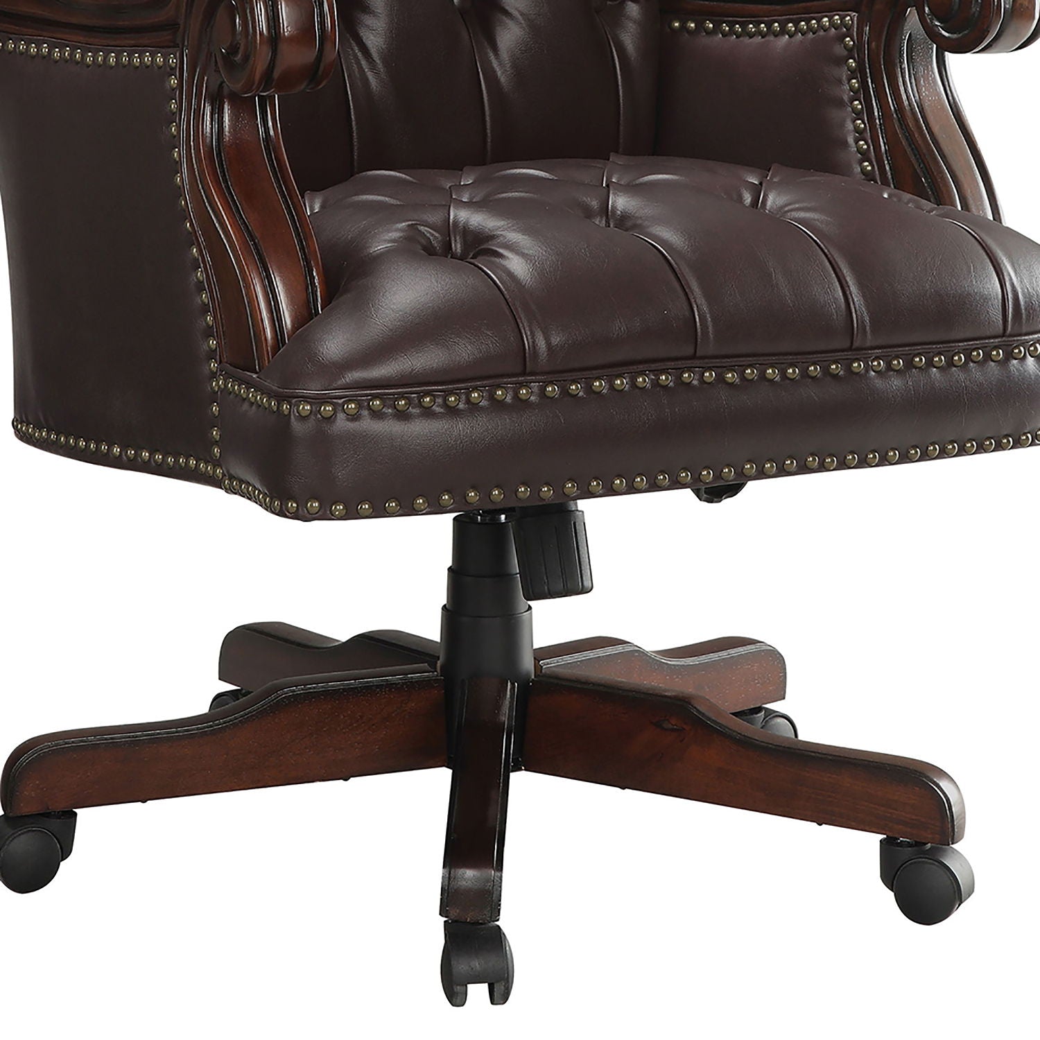 Everly - Adjustable Height Office Chair With Tufted Upholstery - Dark Brown