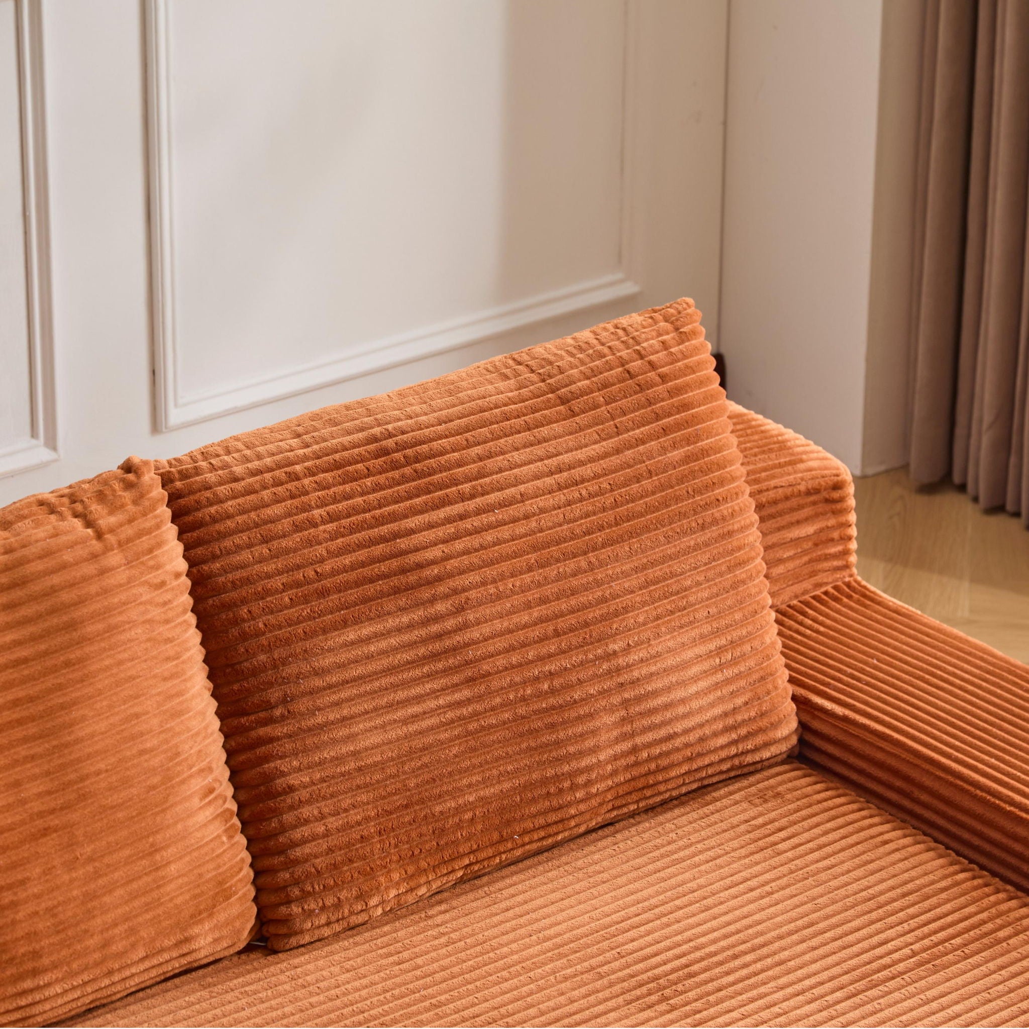 Loveseat Sofa, Comfortable Deep Seat Sofa Bed, Modern Small Corduroy Couch For Living Room Bedroom,Reversible Cushion With Pillows,No Assembly Required,Orange