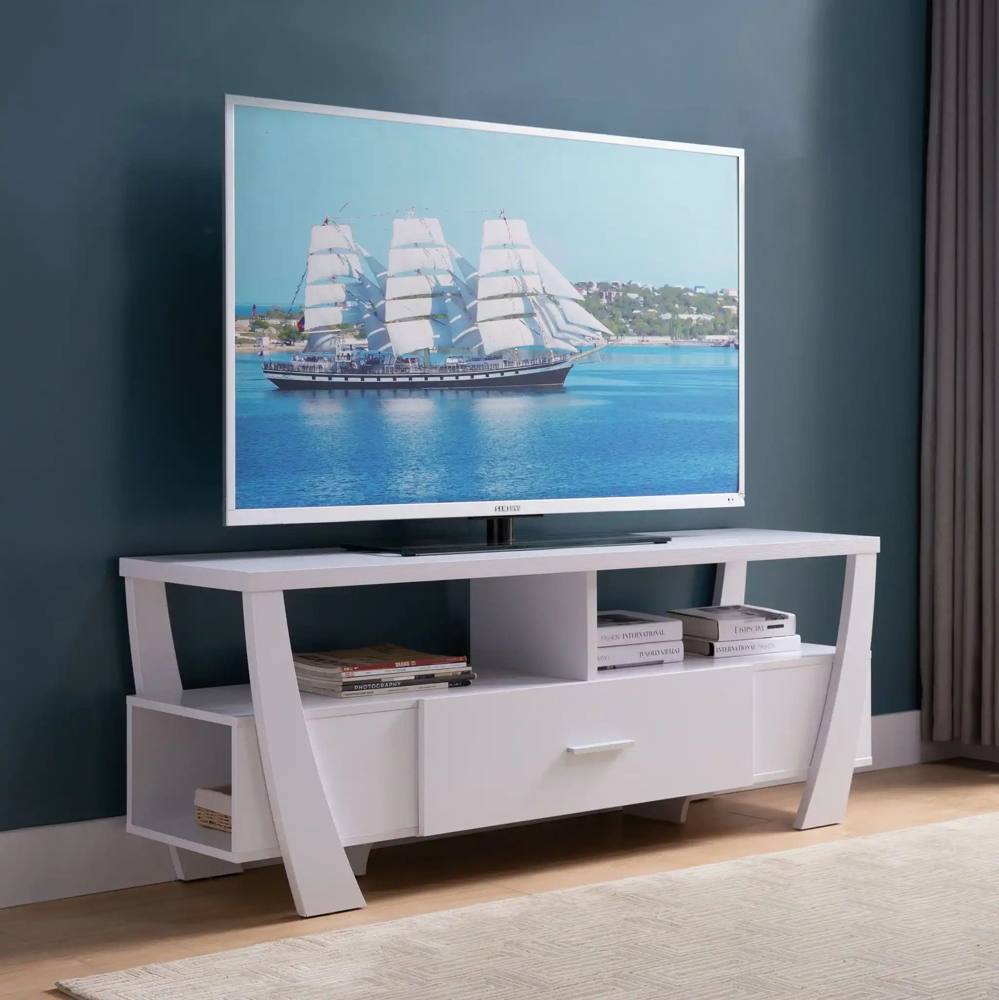 Contemporary TV Stand With 4 Shelves And 1 Drawer - Best Buy Furniture