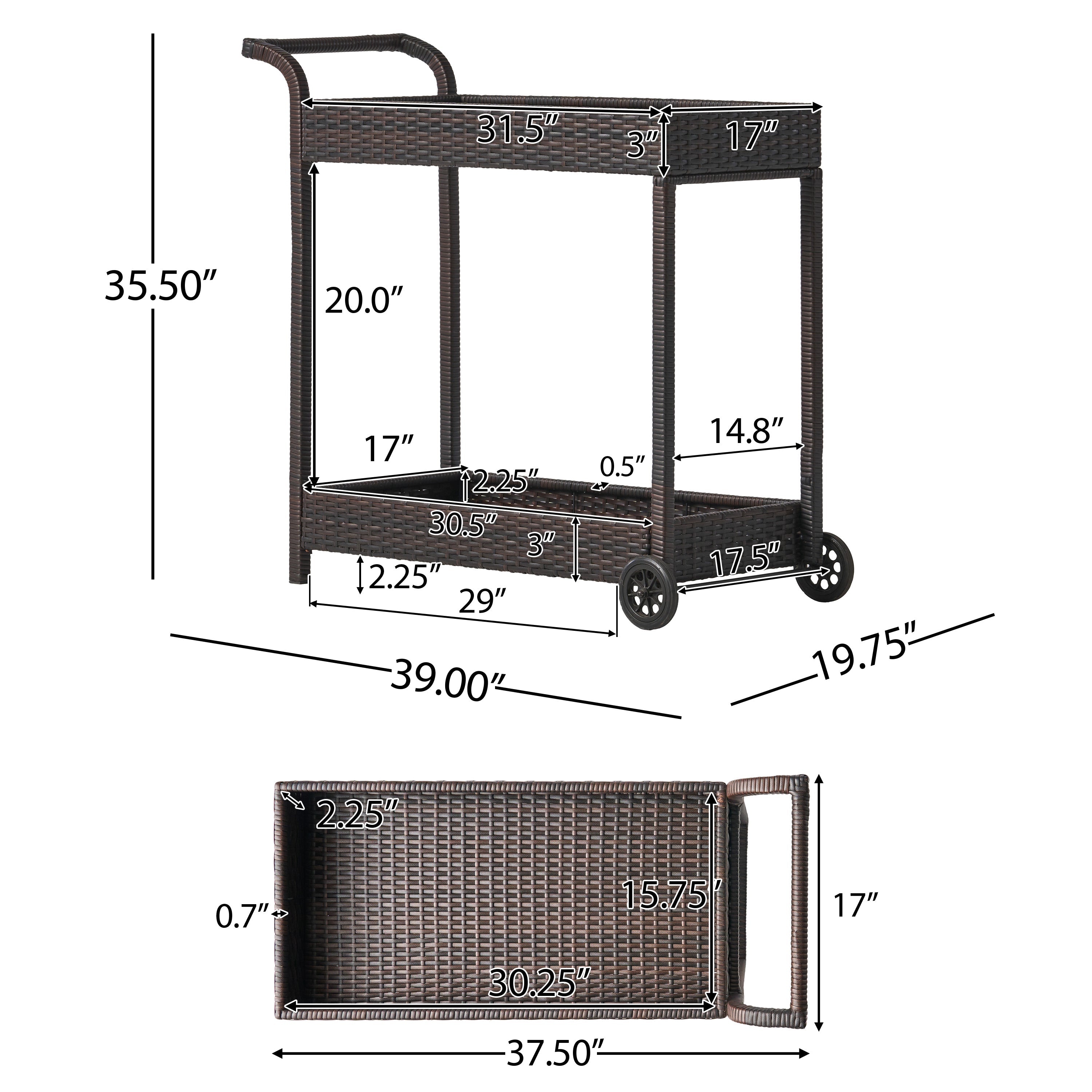 The Entertainer’s Rolling Wicker Bar Cart by Christopher knight Home