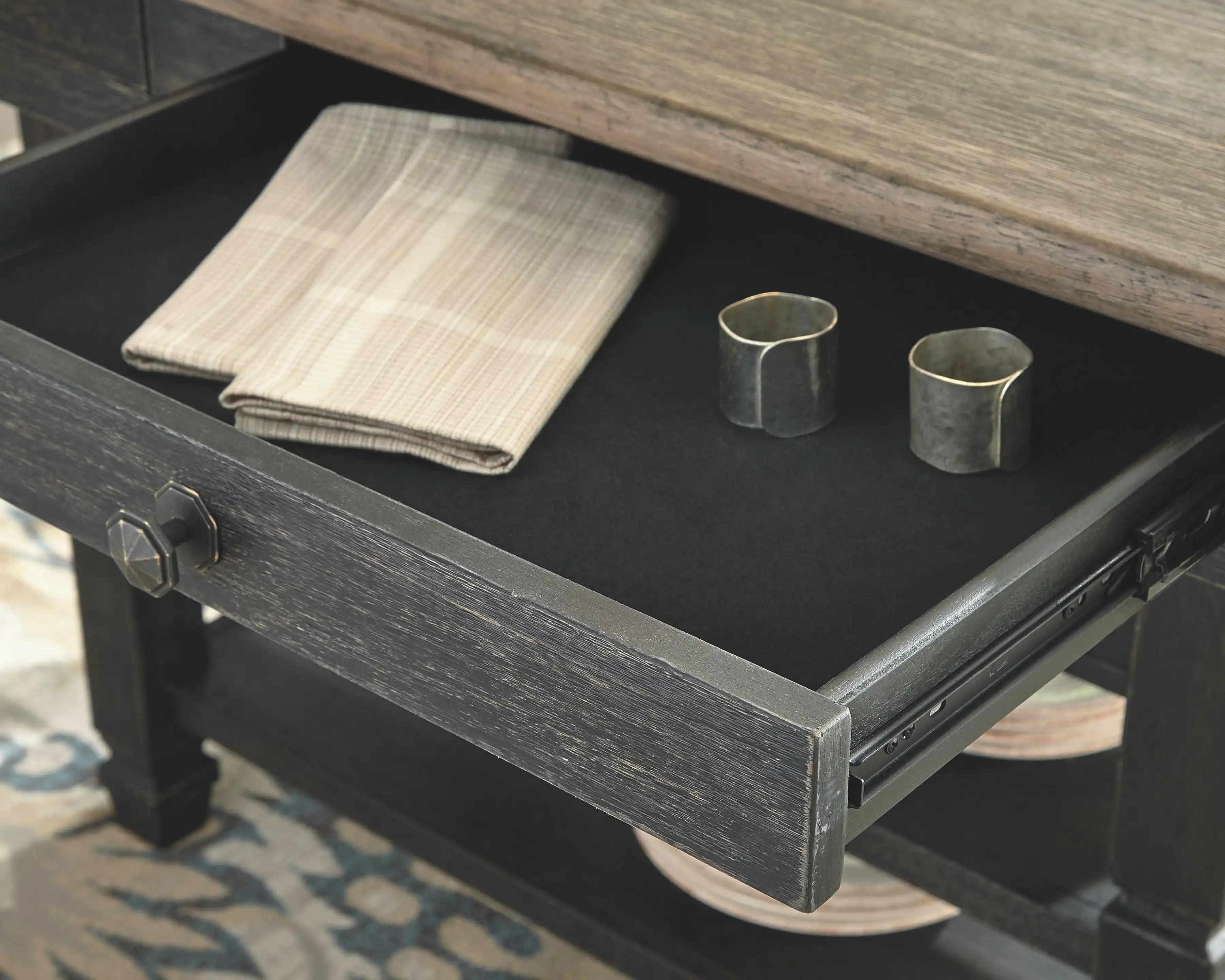 Tyler Creek - Black / Gray - Rectangular Dining Room Counter Table