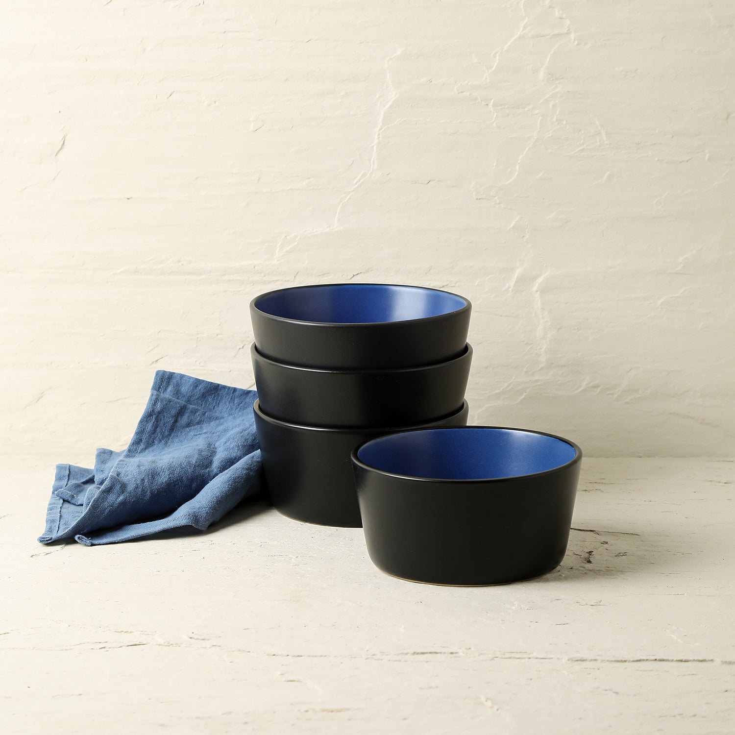 Albie Stoneware Dinnerware Set - Blue And Black