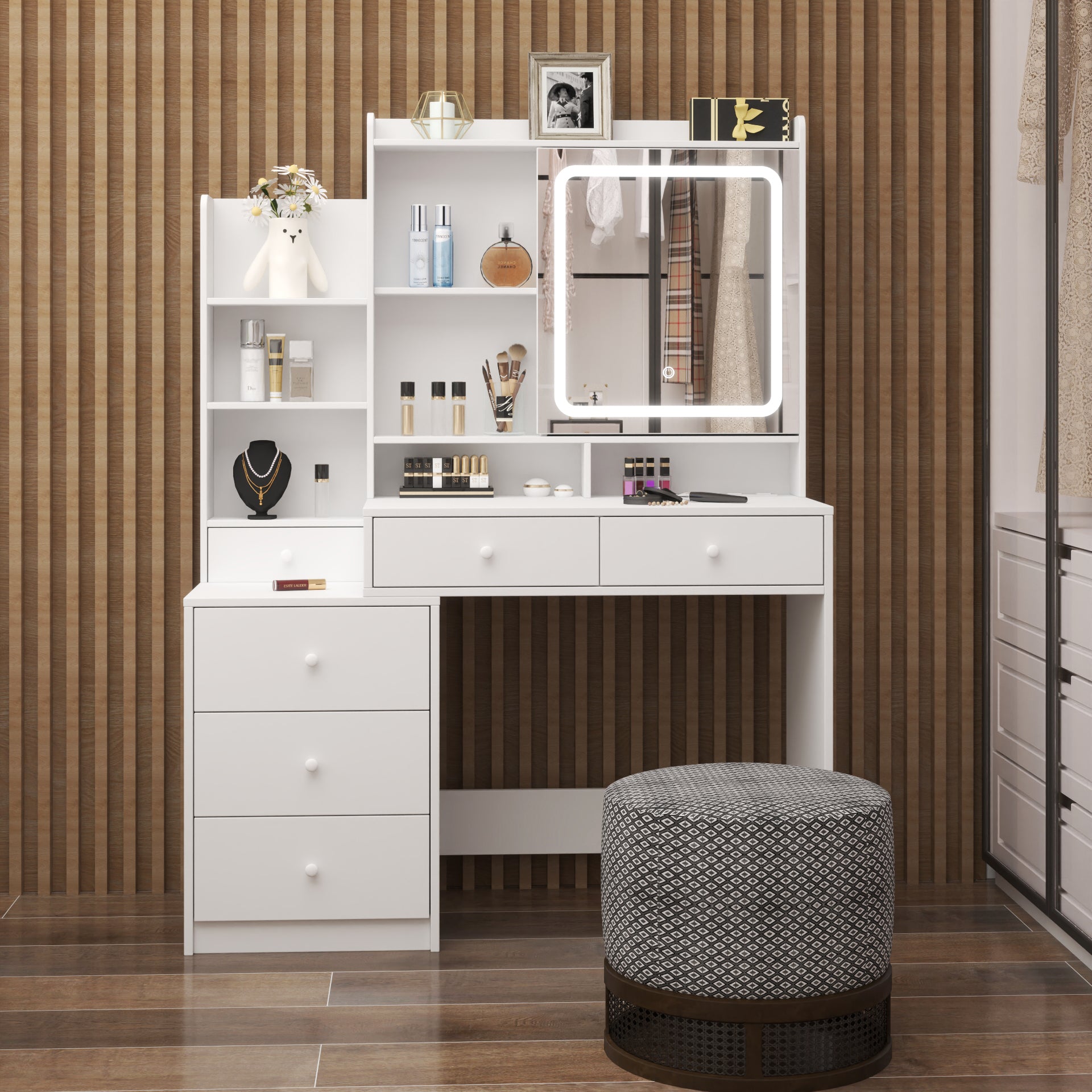 Greyson Modern White Makeup Vanity