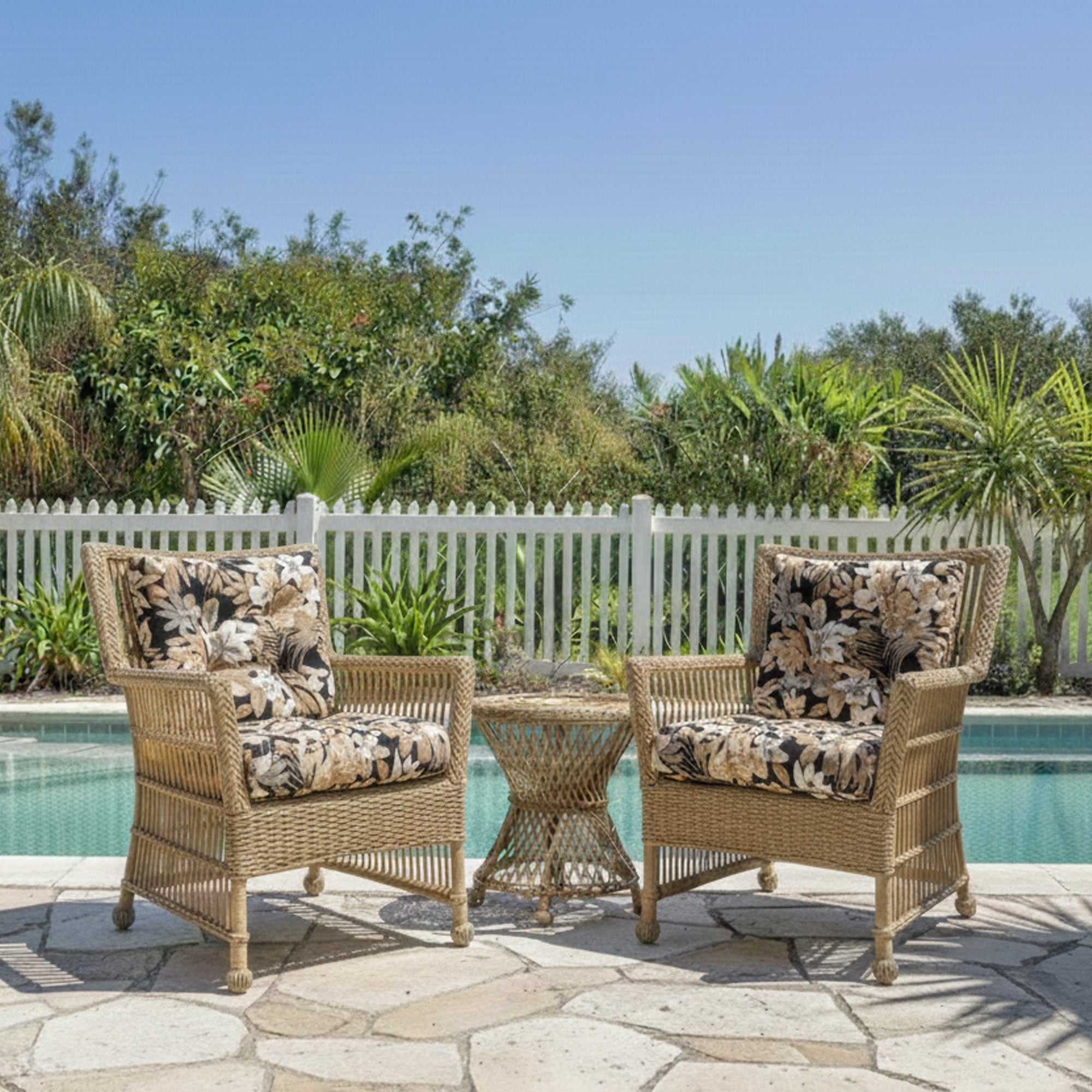 Outdoor Chair Cushions Set of 2, 19 x 19 x 4 Inch Tufted Seat Cushions