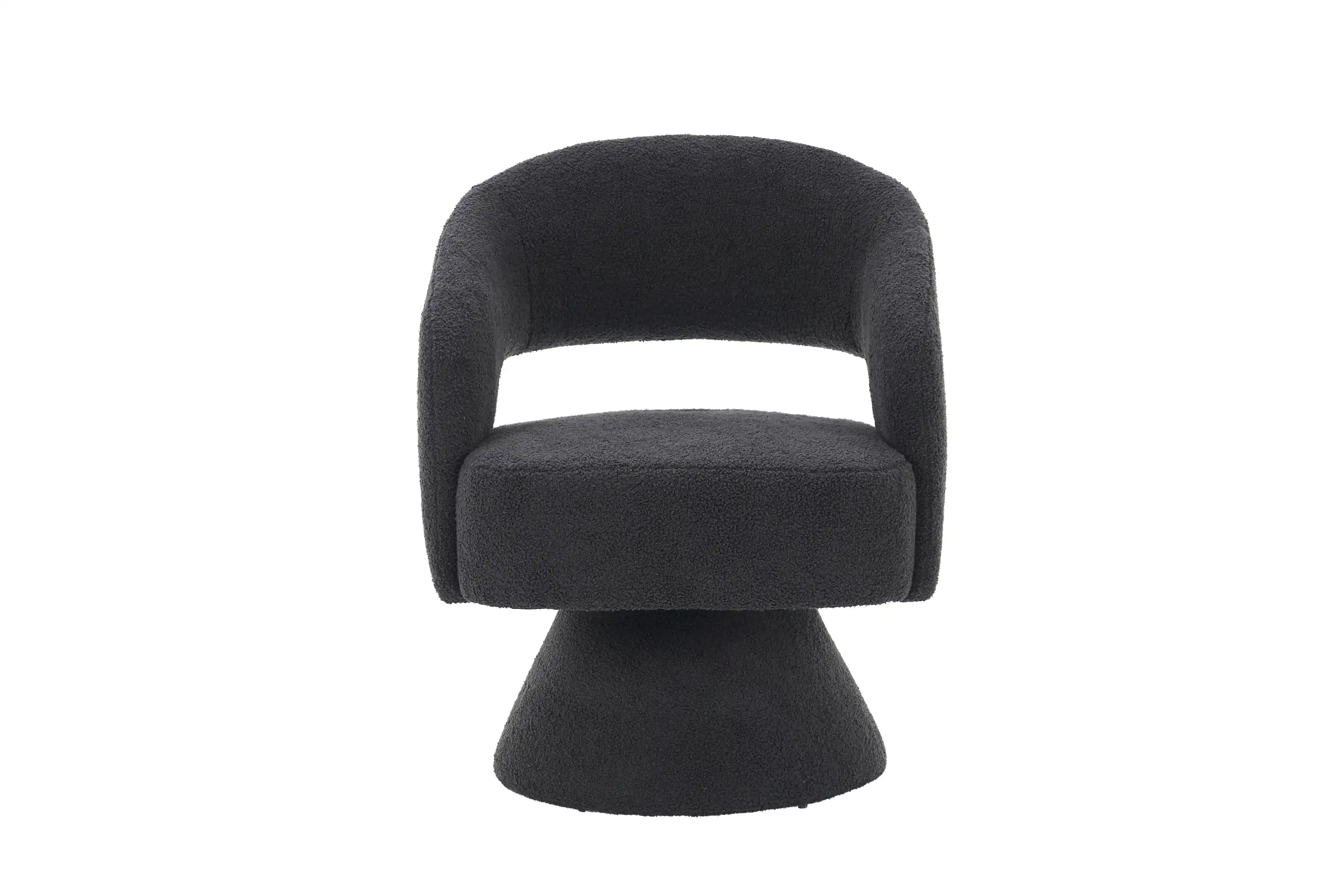 Swivel Accent Chair Armchair, Round Barrel Chair in Fabric for Living Room Bedroom,Grey Teddy - Best Buy Furniture