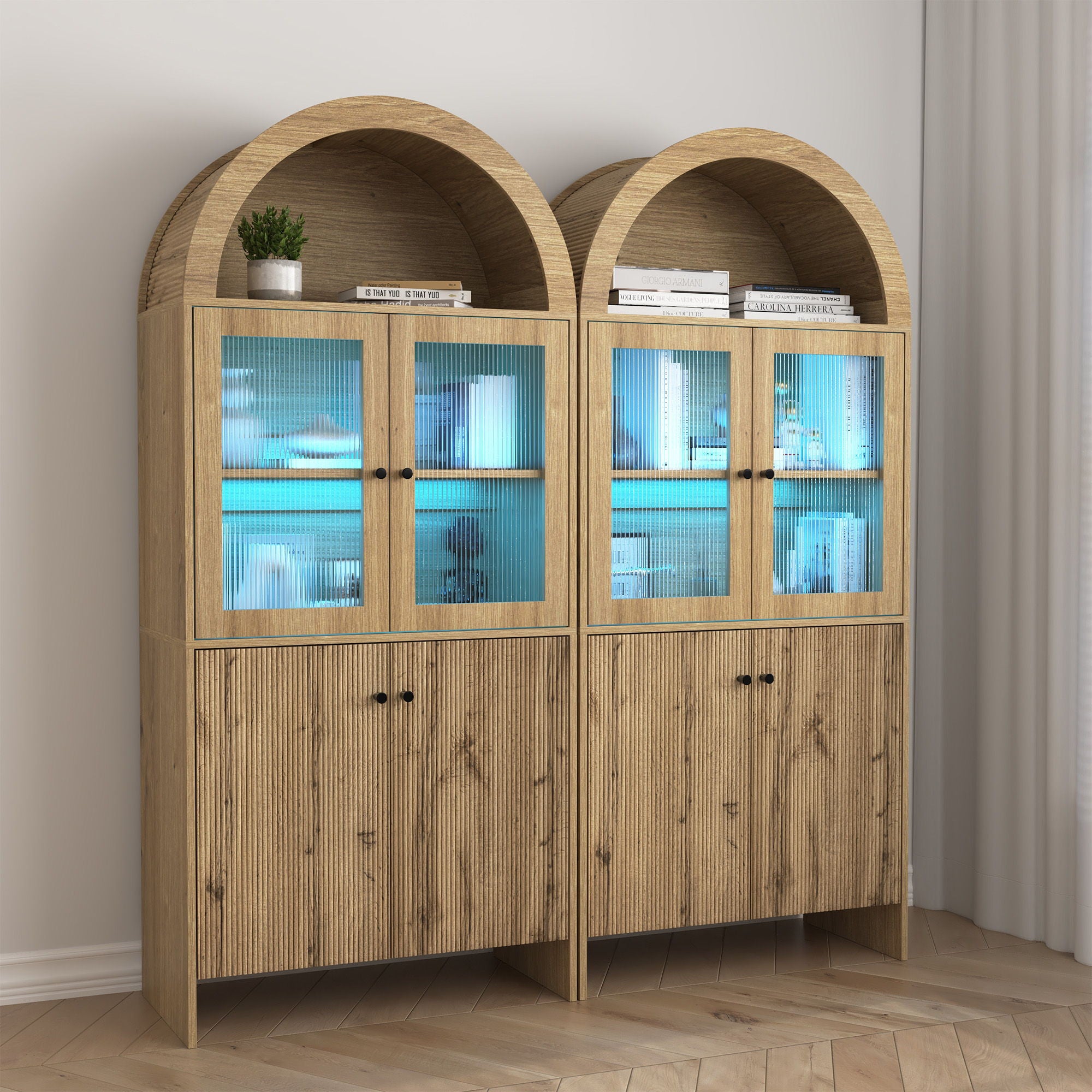 Modern Tech Inspired Dome Cabinet With LED Lighting