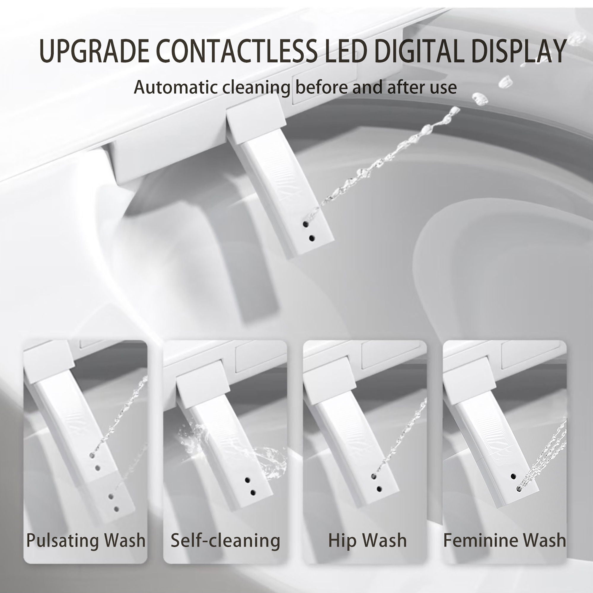 Smart 1 Piece Bidet Toilet With Warm Air Dryer Heated Seat LED Night Light Auto Open / Close - White