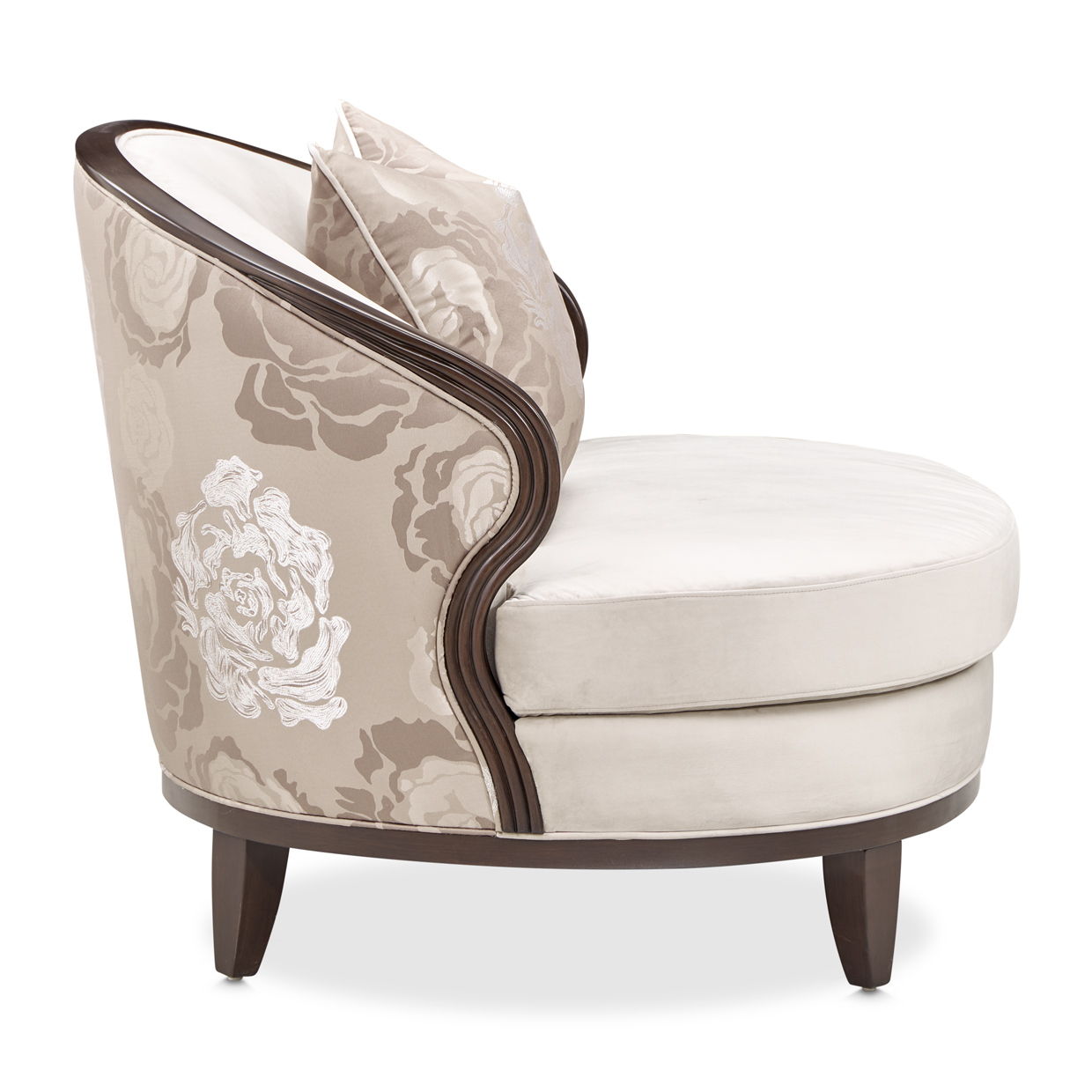 Camellia Field - Velvet Matching Chair - Beige / Dark Brown